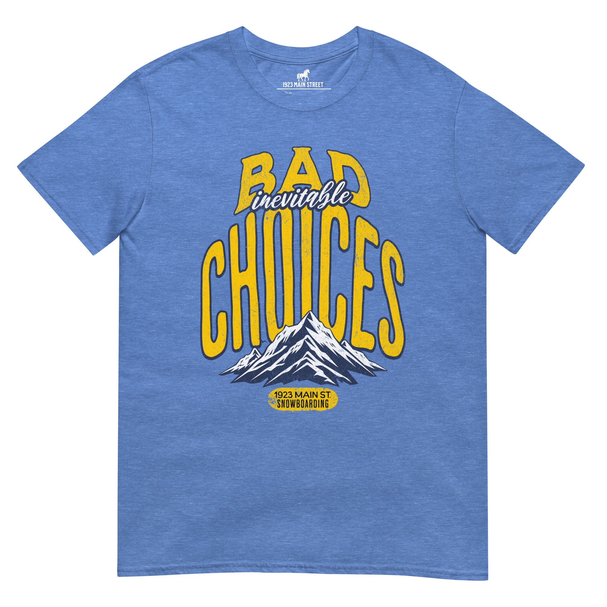 Bad Choices Inevitable snowboard t-shirt heather royal.
