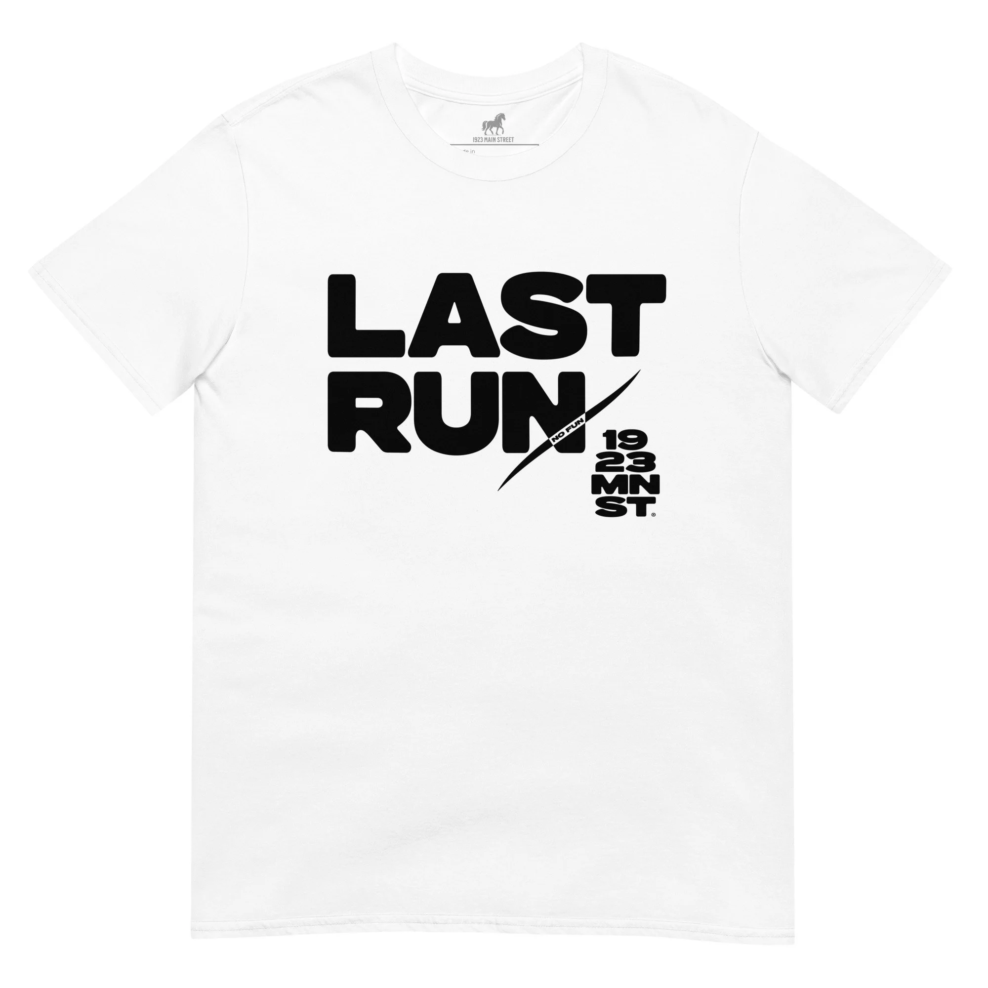Last Run No Fun snowboard t-shirt white.