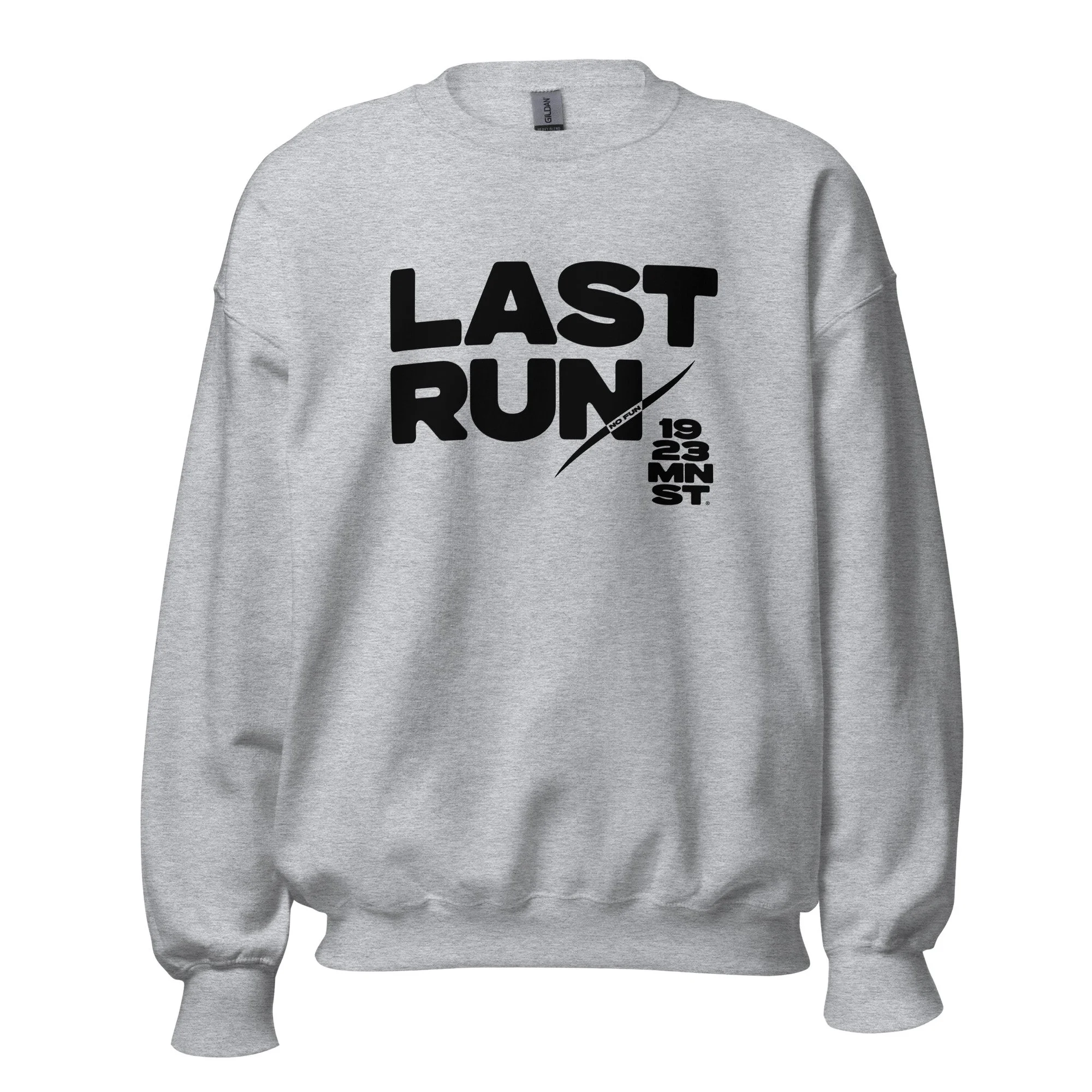 Last Run No Fun snowboard sweatshirt sport grey.