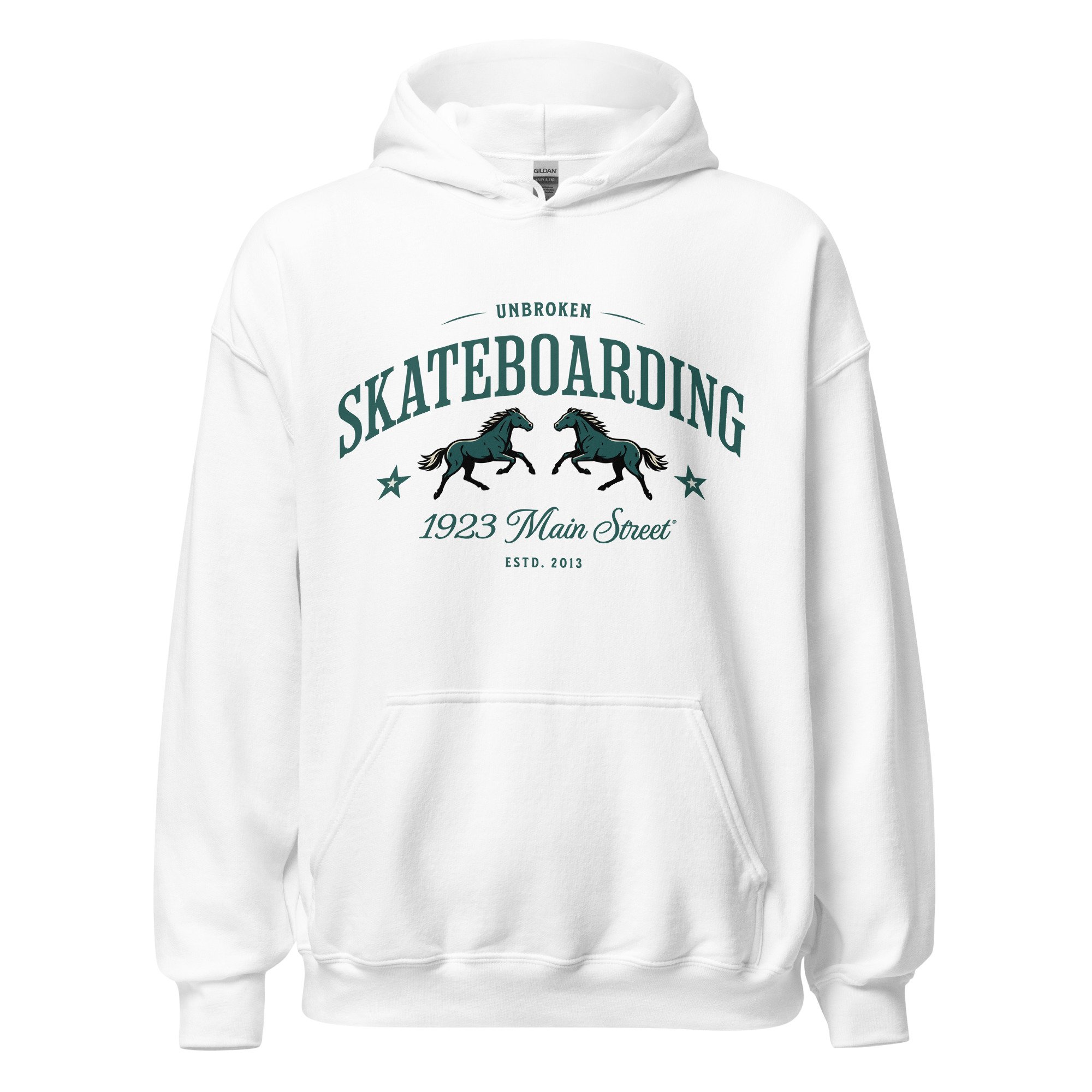 Unbroken Skateboarding Hoodie white.