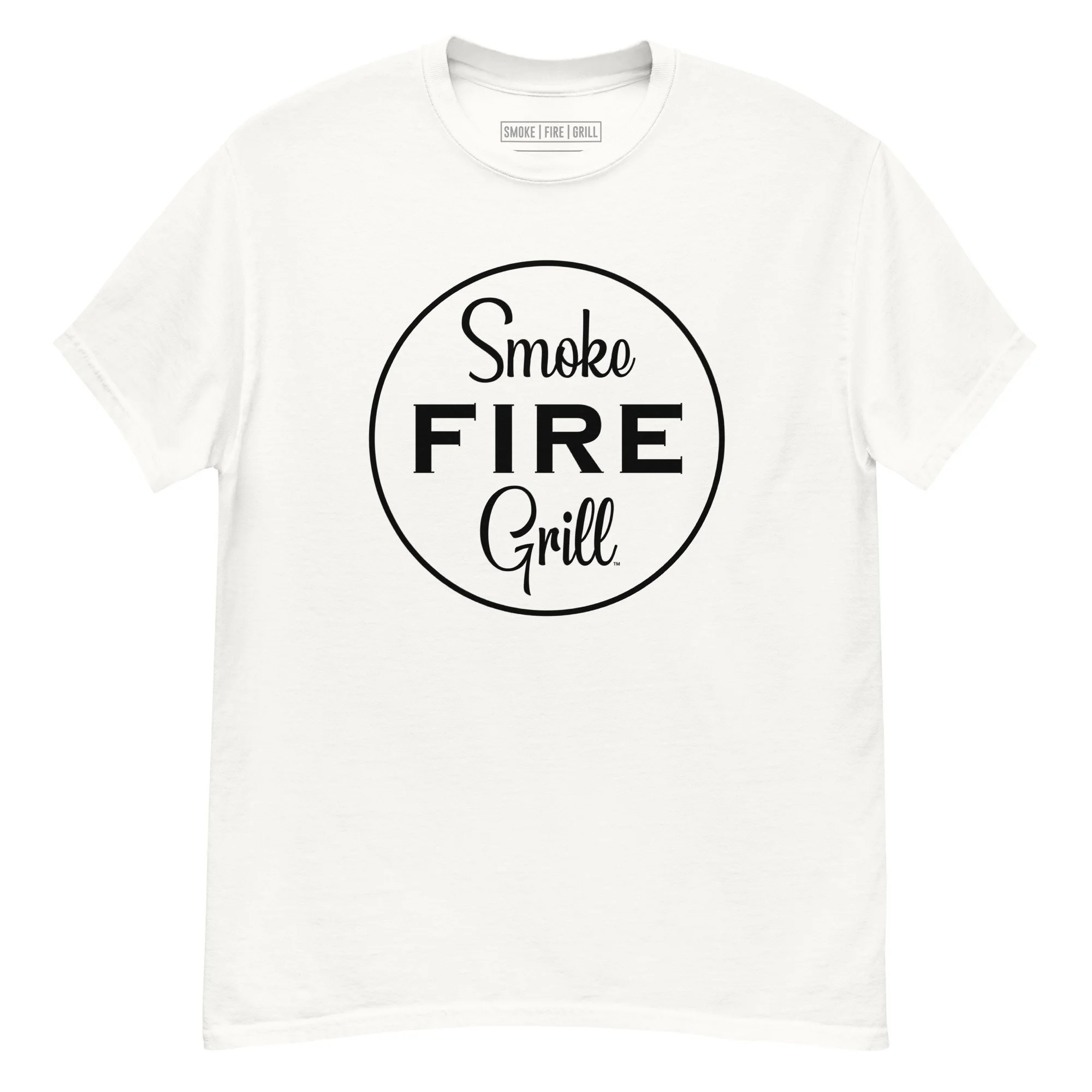 Smoke Fire Grill, Classic Logo t-shirt white.