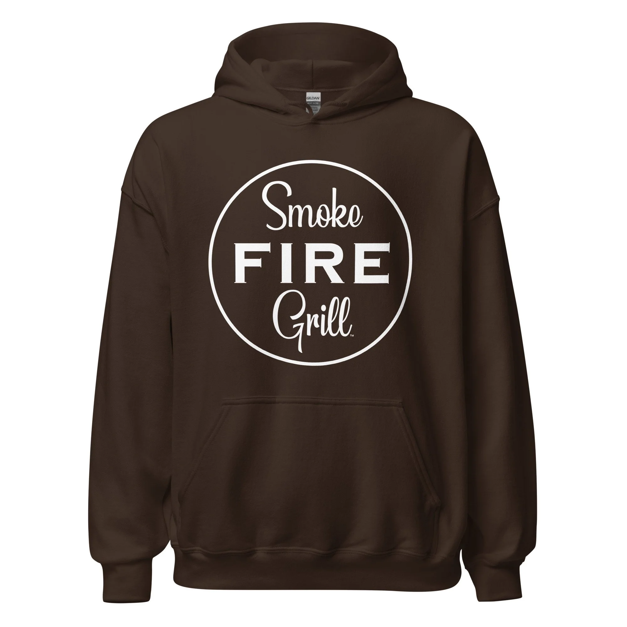 Smoke Fire Grill barbecue hoodie dark chocolate.