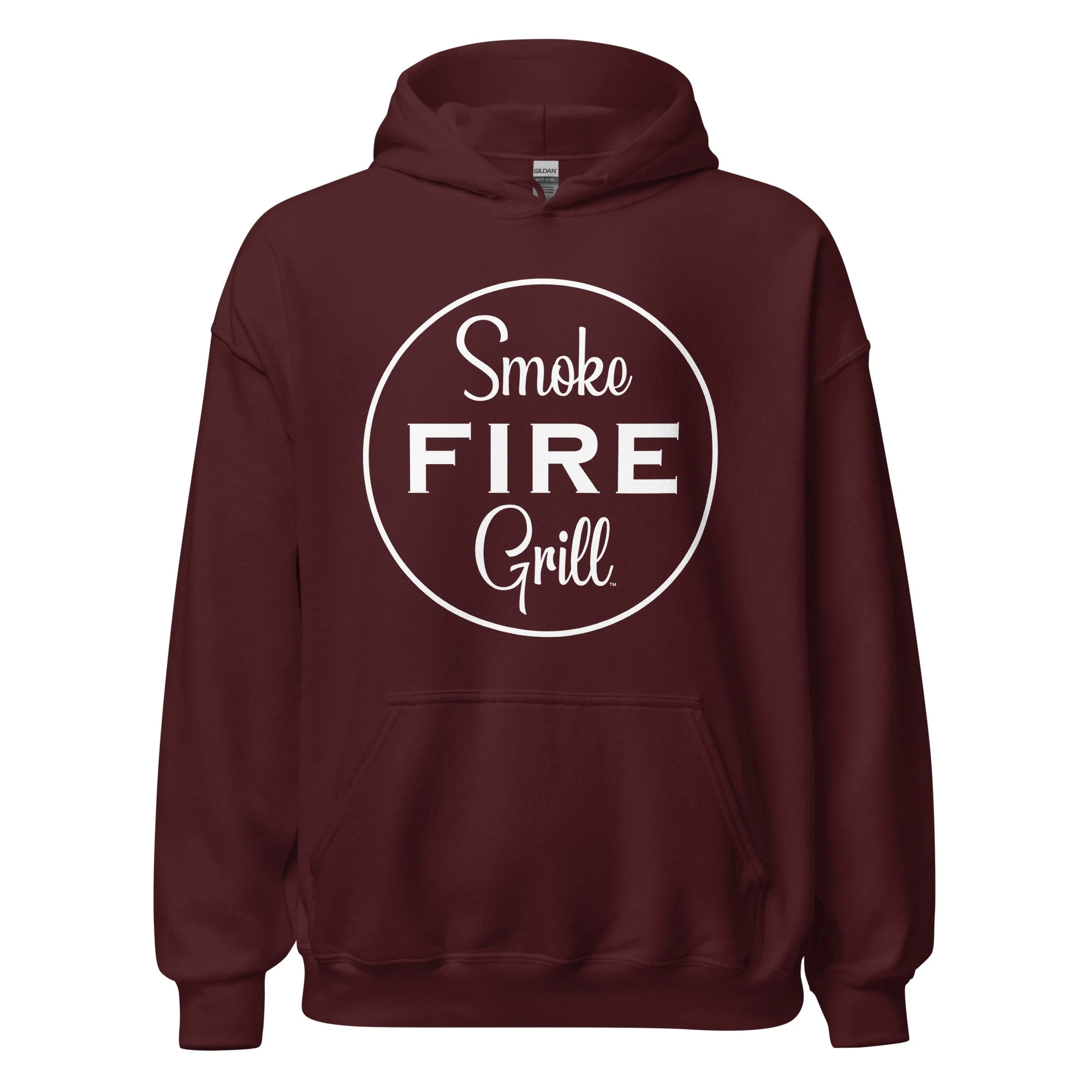 Smoke Fire Grill barbecue hoodie maroon.