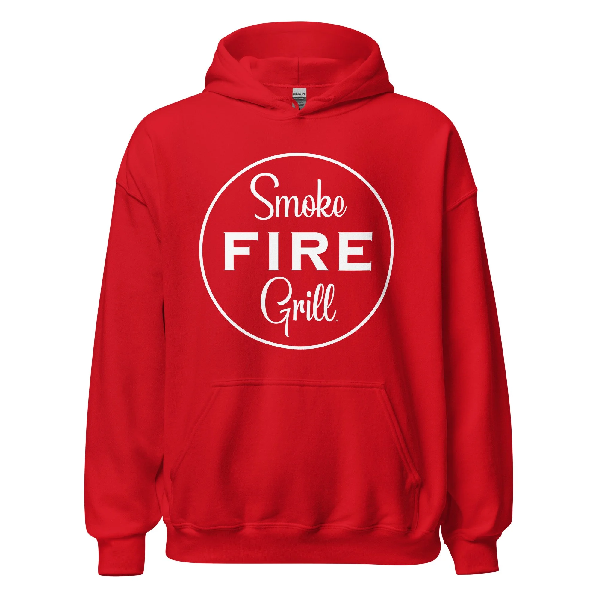 Smoke Fire Grill barbecue hoodie red.