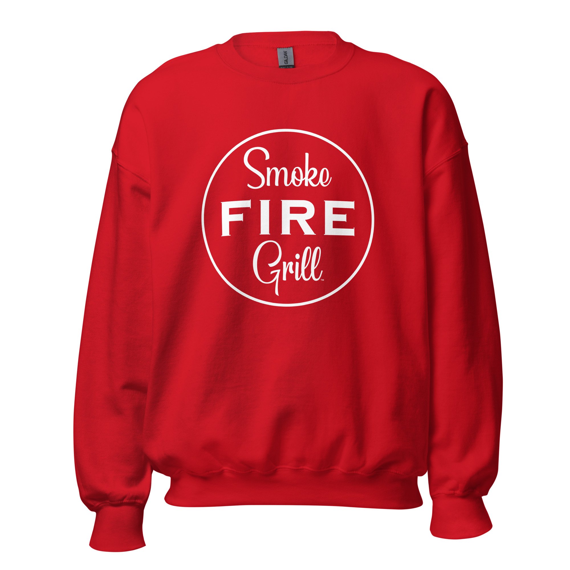 Smoke Fire Grill classic logo sweatshirt red.