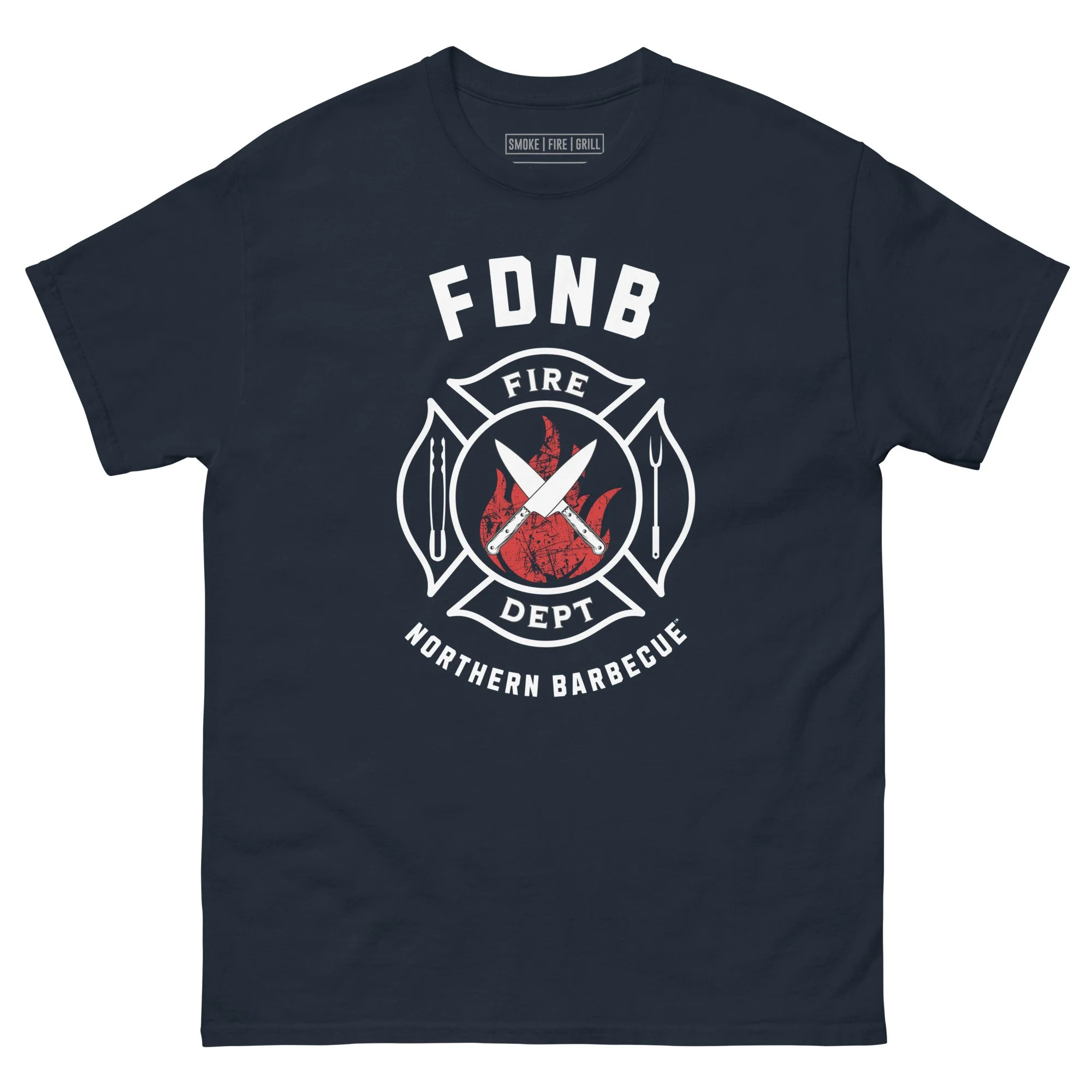 FDNB Fire Department Northern Barbecue t-shirt navy.