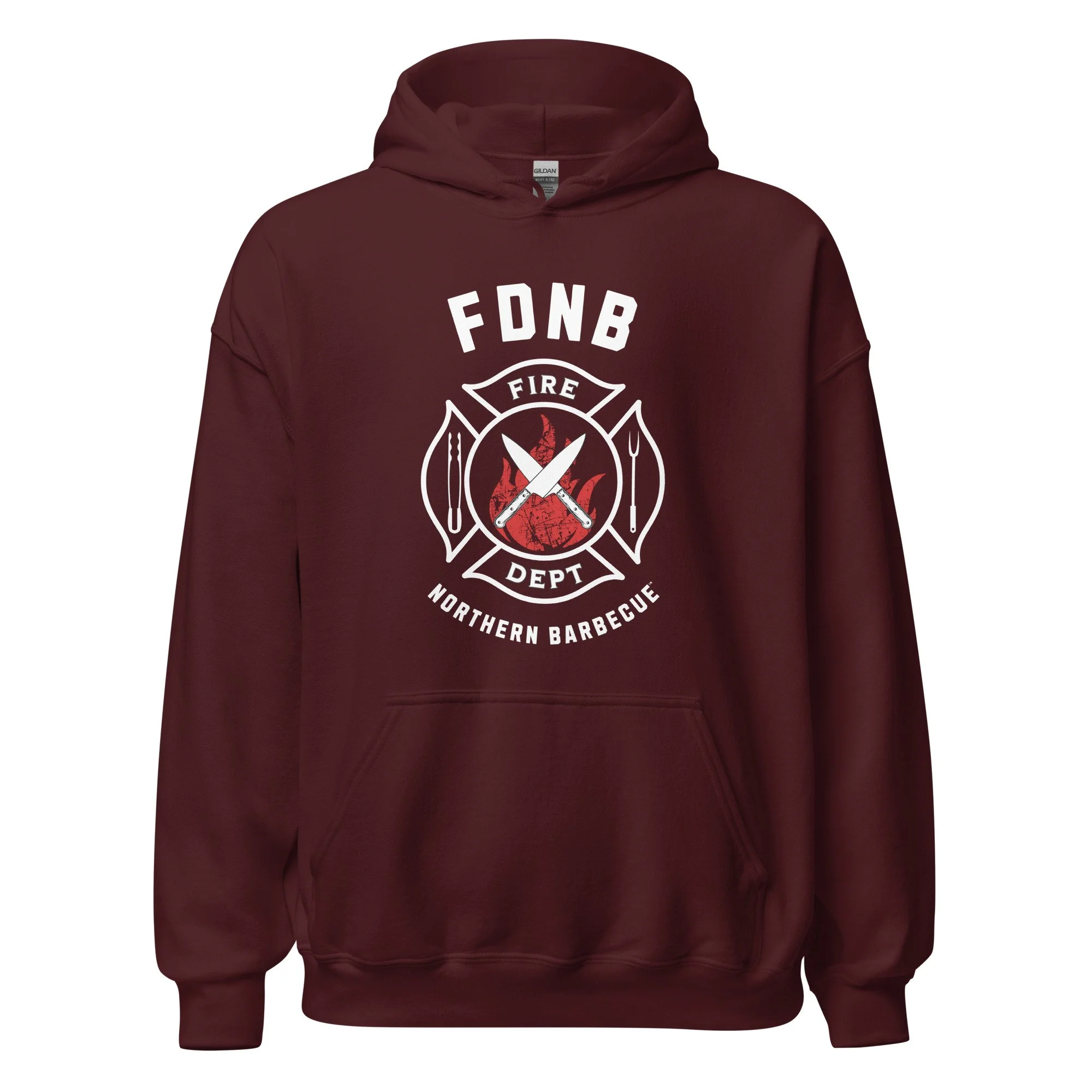 FDNB Fire Department Northern Barbecue hoodie maroon.
