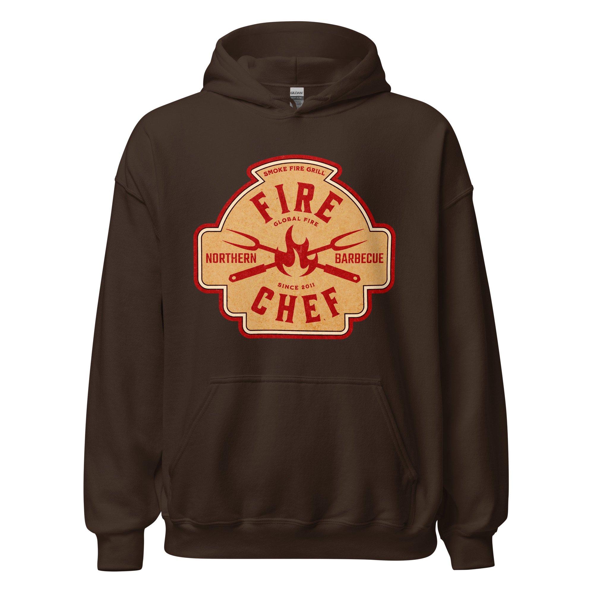 Fire Chef, Global Fire barbecue hoodie dark chocolate.