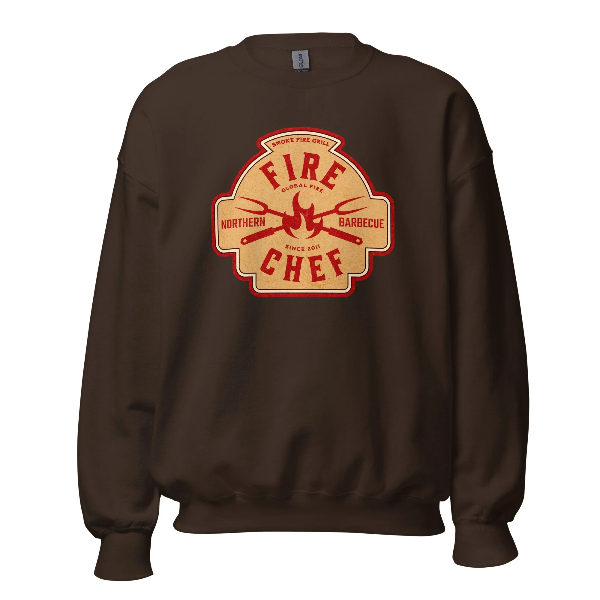 Fire Chef, Global Fire barbecue sweatshirt dark chocolate.