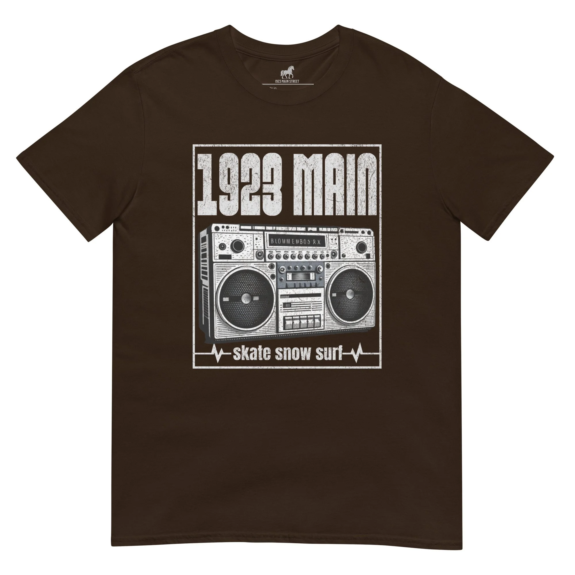 1923 MAIN Boom Box tee dark chocolate.