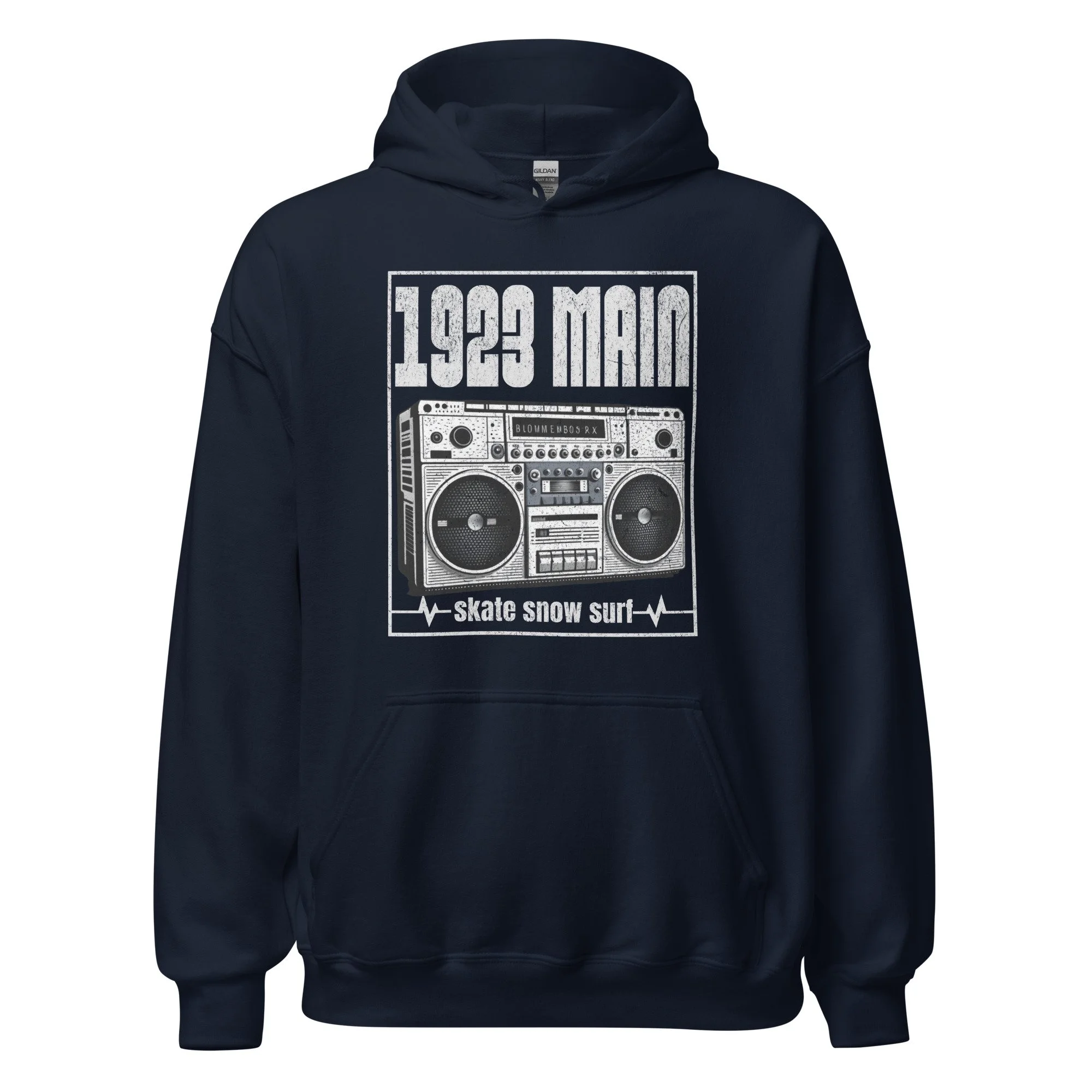 1923 MAIN Boom Box hoodie navy.