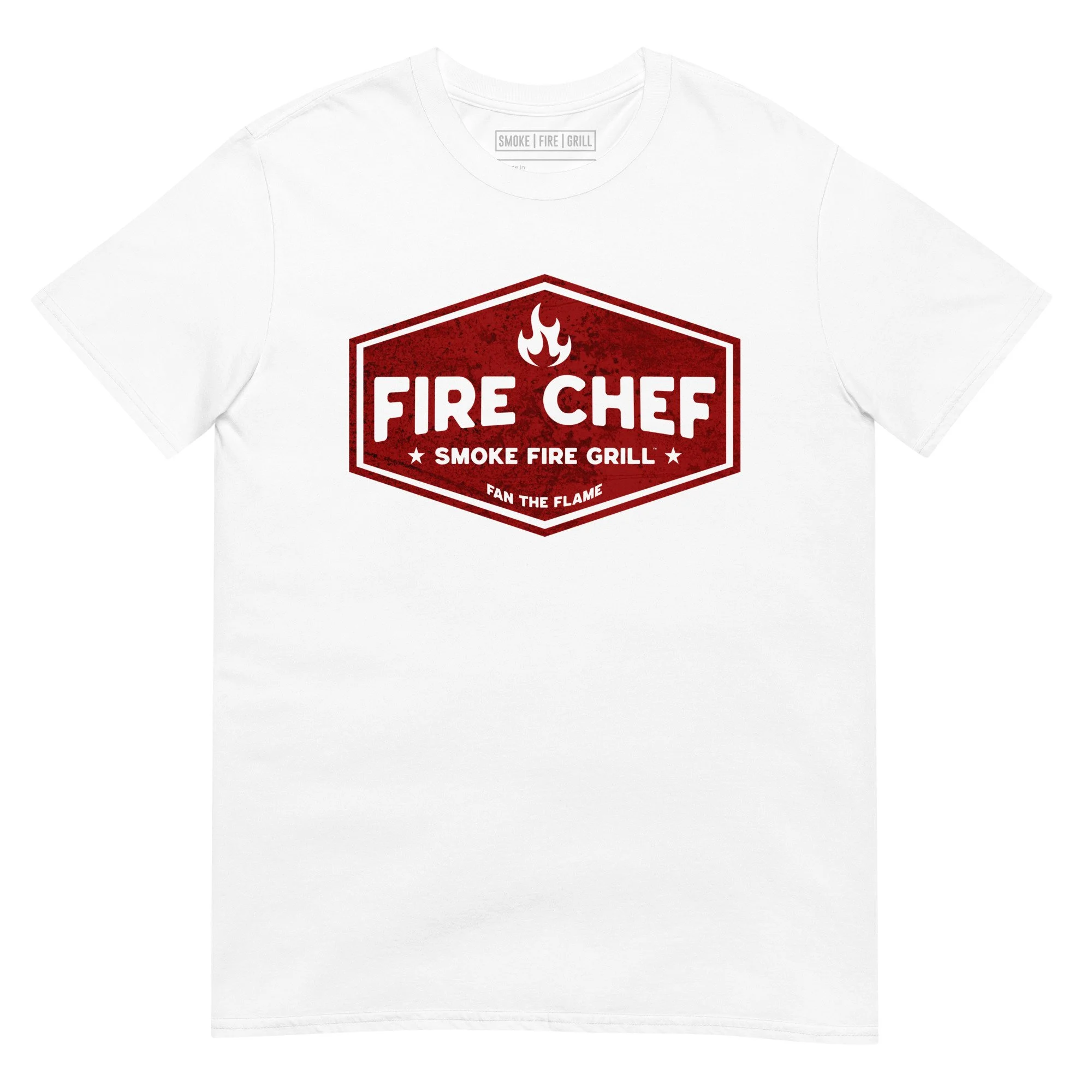 Fire Chef, Fan the Flame barbecue t-shirt white.