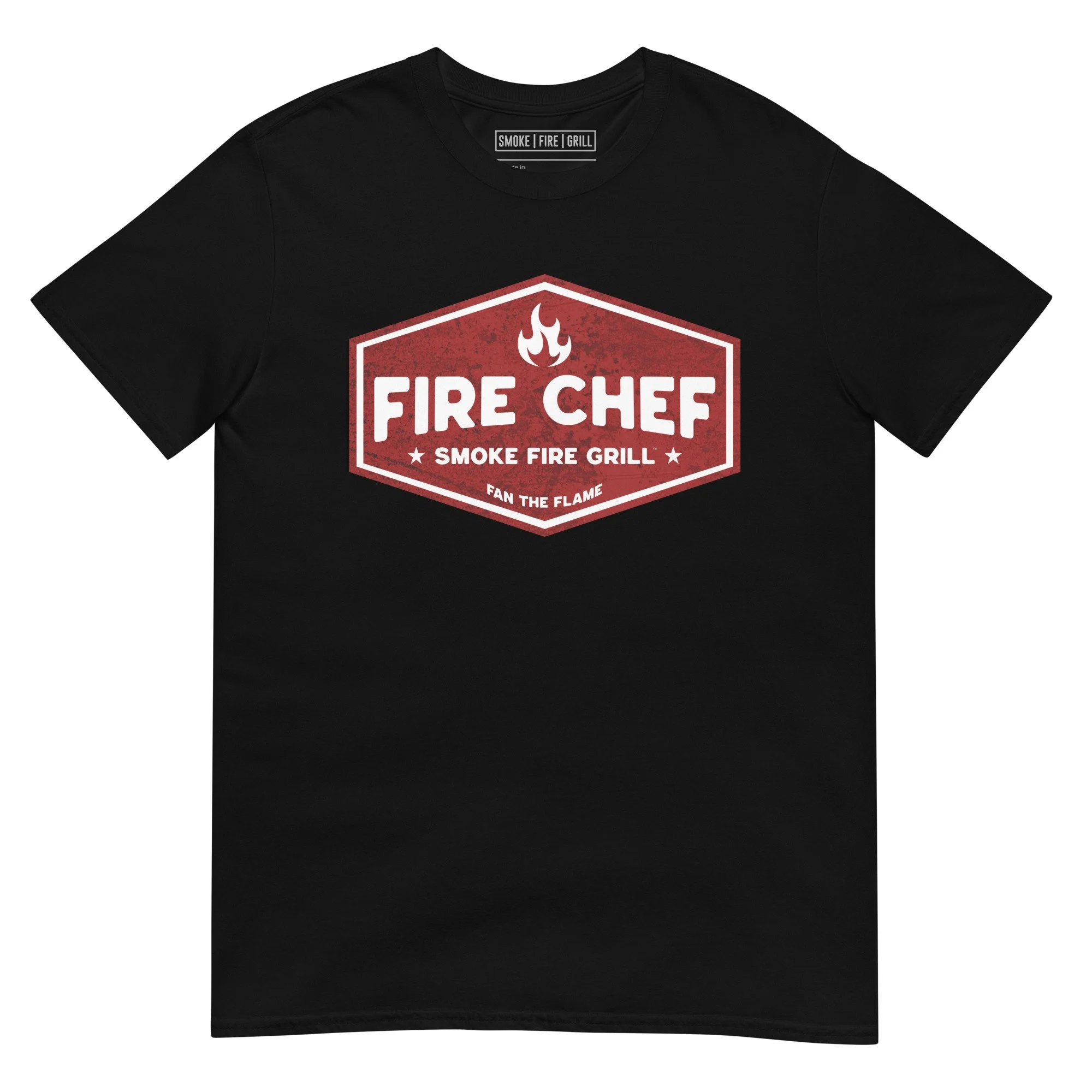 Fire Chef, Fan the Flame barbecue t-shirt black.