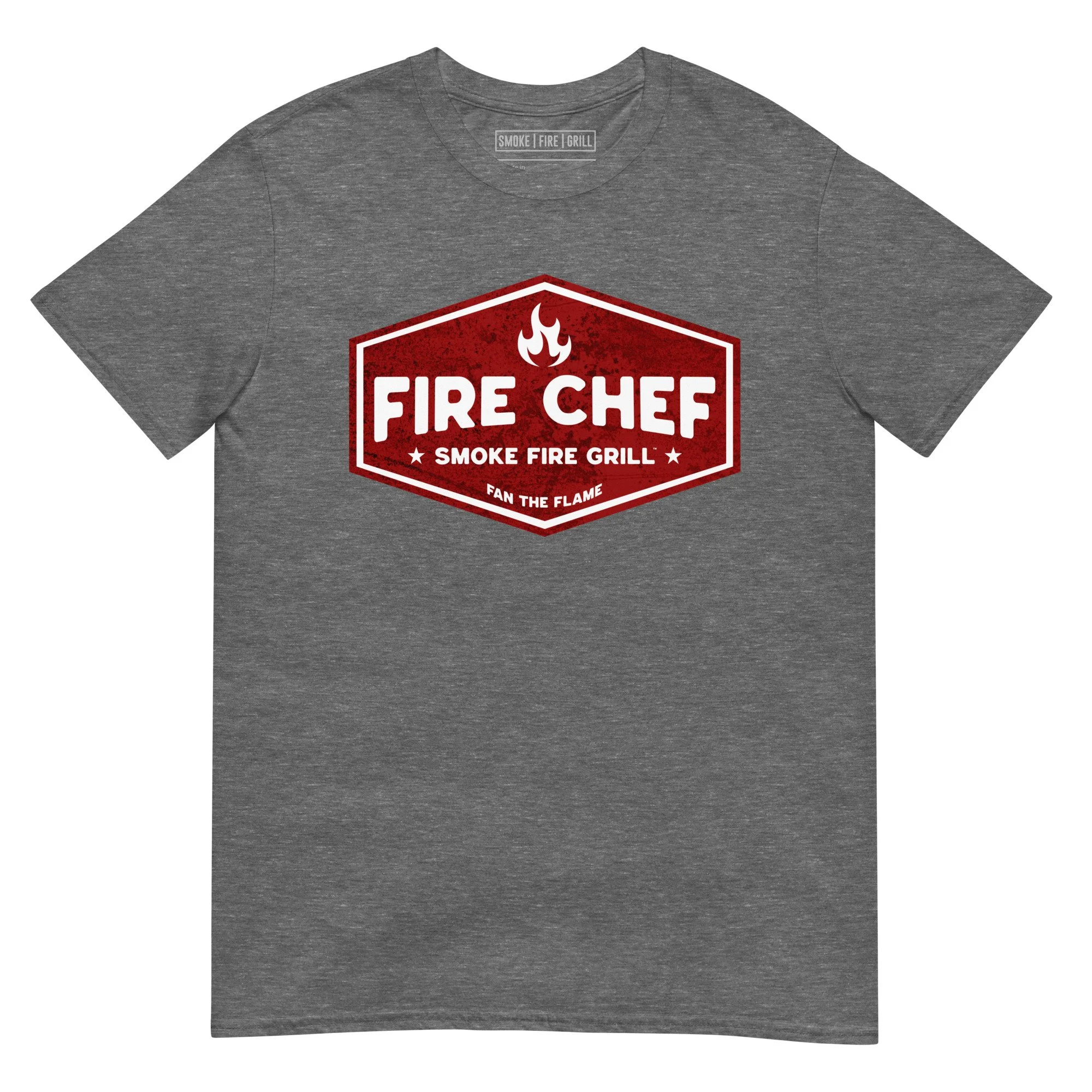 Fire Chef, Fan the Flame barbecue t-shirt graphite heather.