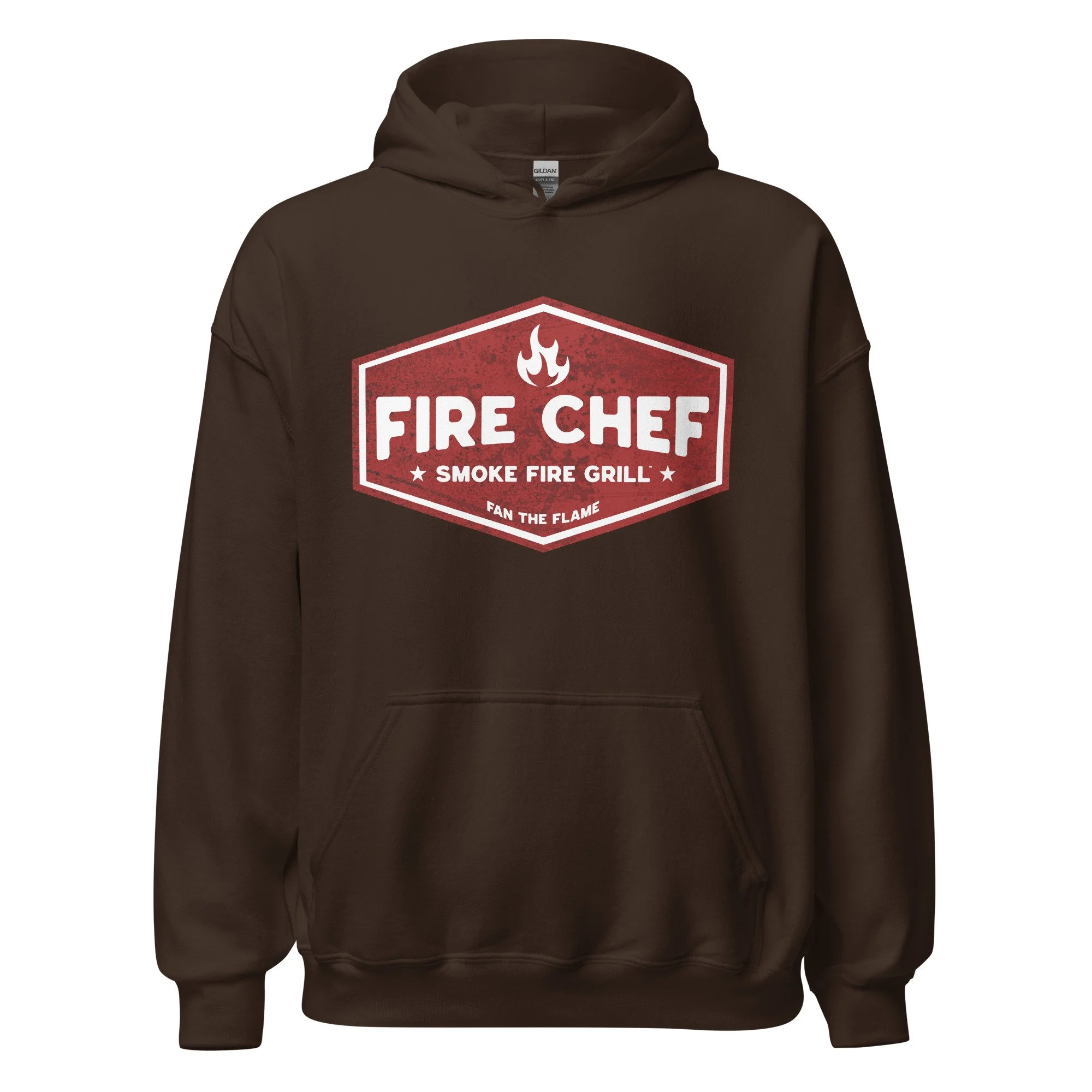 Fire Chef, Fan the Flame barbecue hoodie dark chocolate.