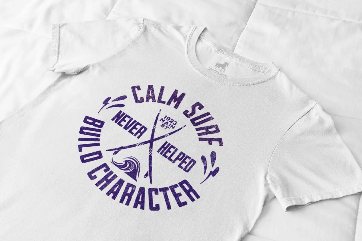 Calm Surf t-shirt, flat lay, by 1923 Main Street apparel.