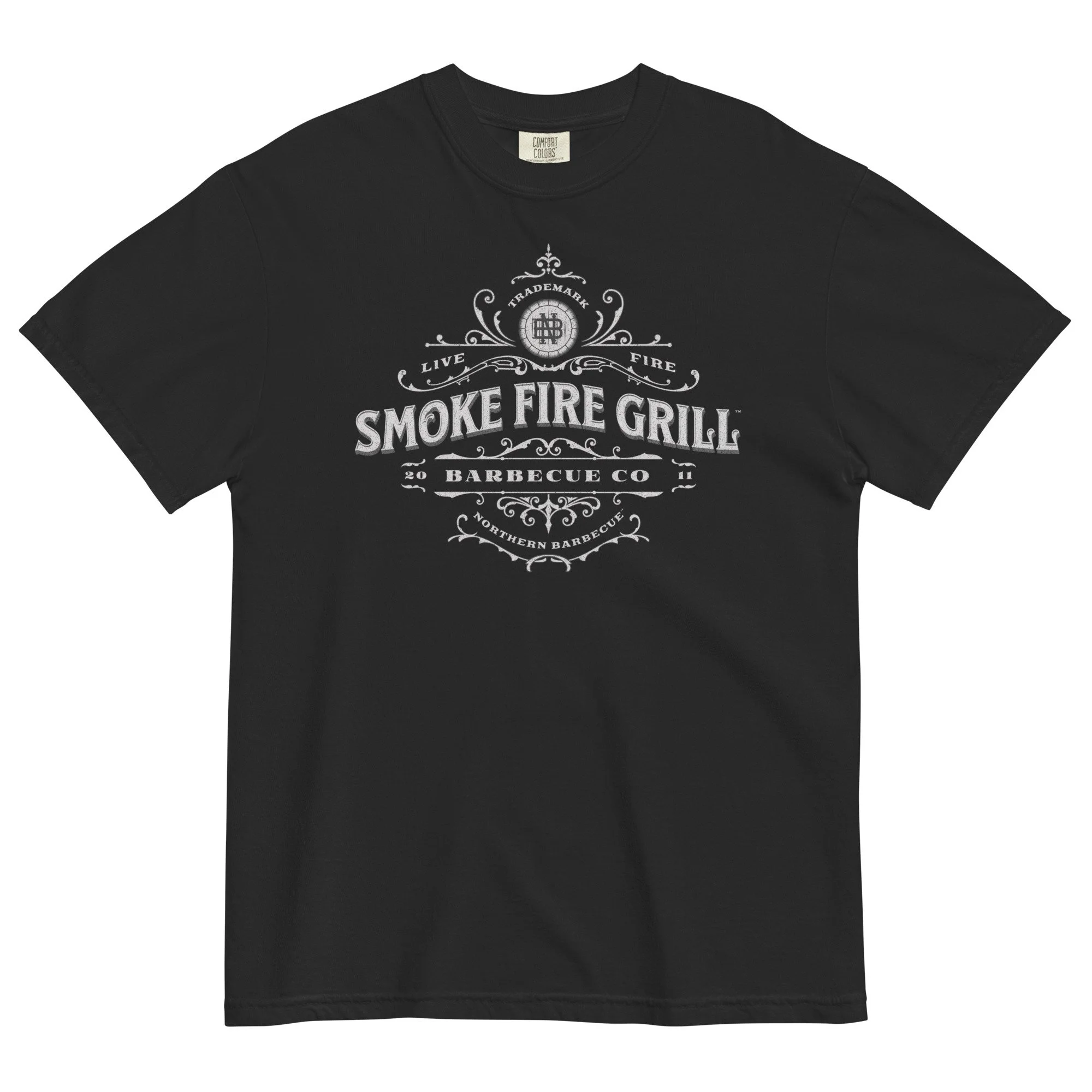 Smoke Fire Grill Revival Crest vintage t-shirt black.
