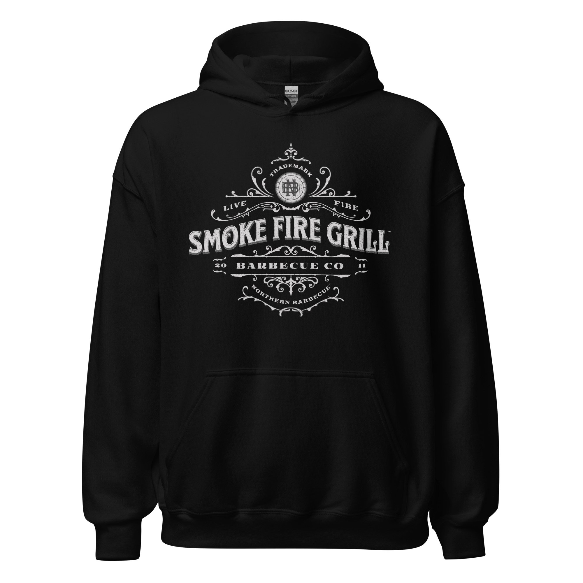 Smoke Fire Grill, Revival Crest hoodie black.