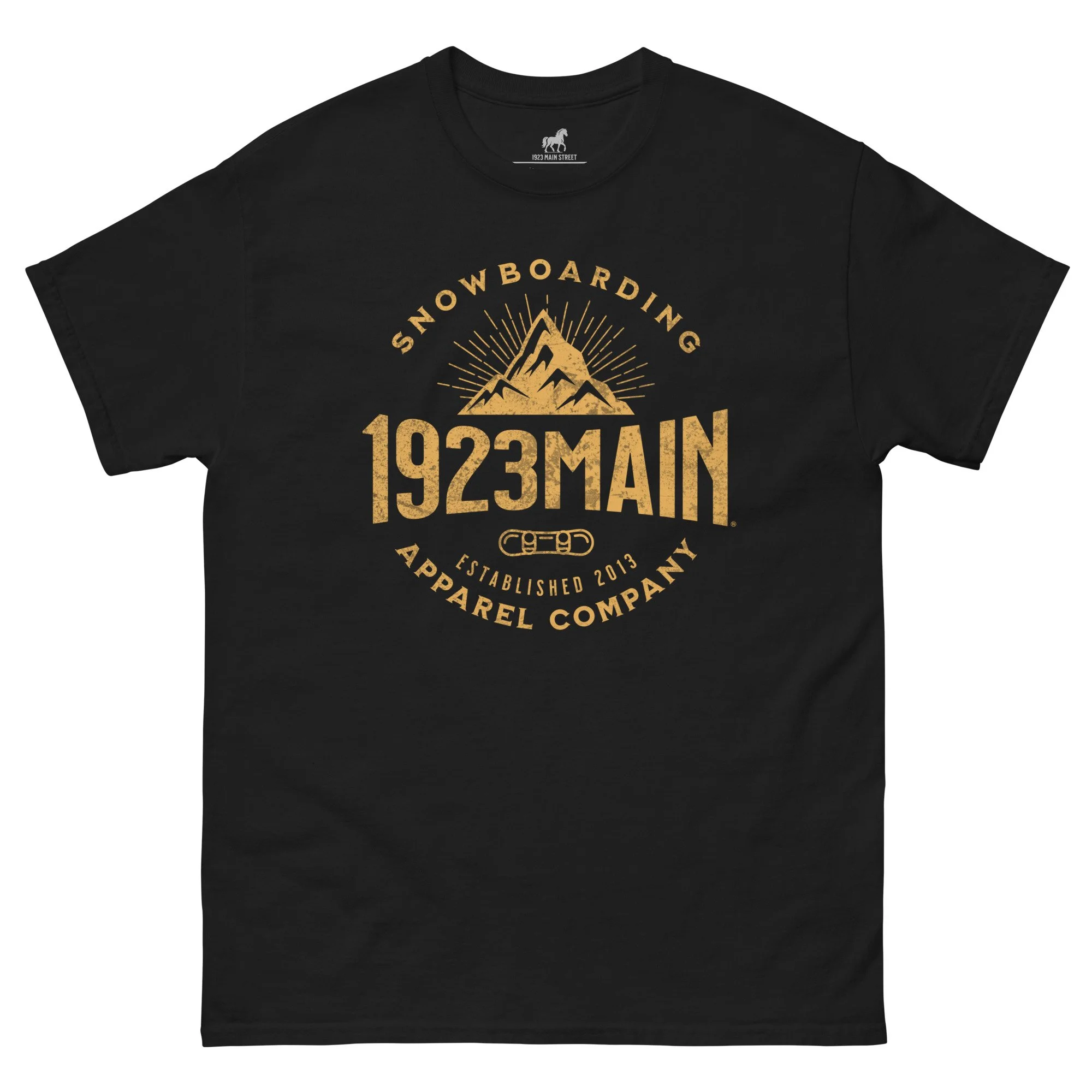 1923 Main Mountain Expansion snowboarding t-shirt black.