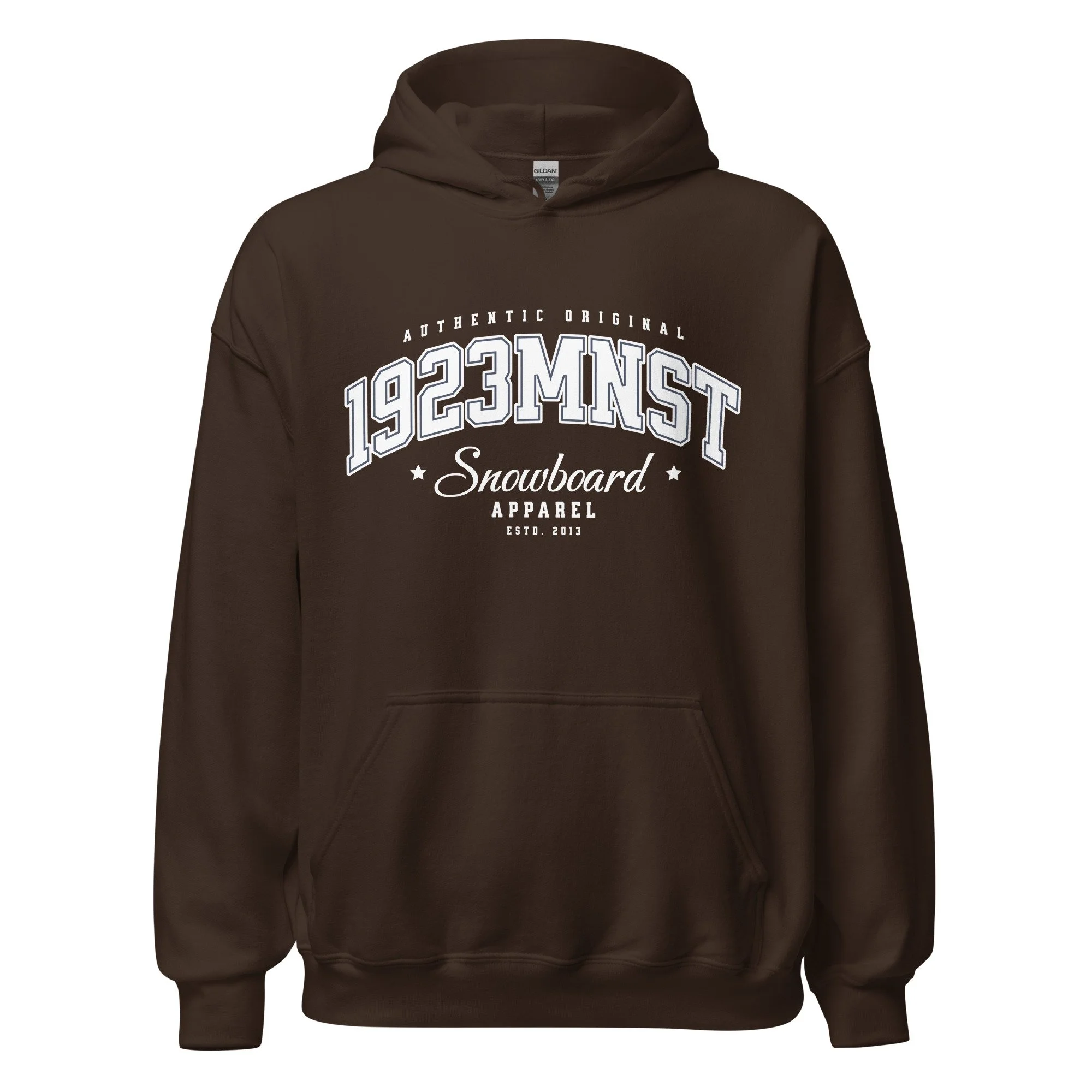 1923 Main Street Varsity Arch Snowboard Hoodie dark chocolate.
