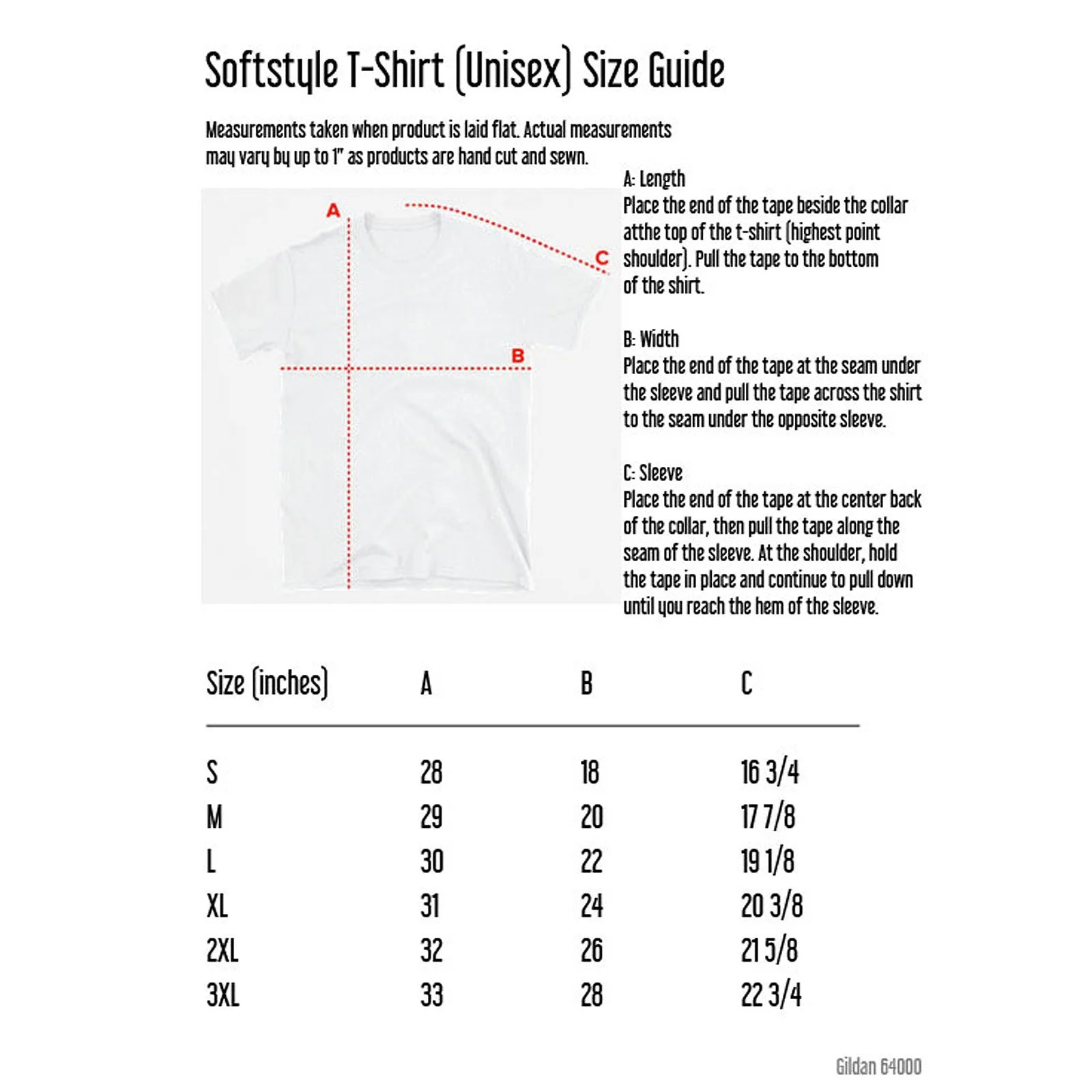 Monte Carlo Skateboarding t-shirt size guide.