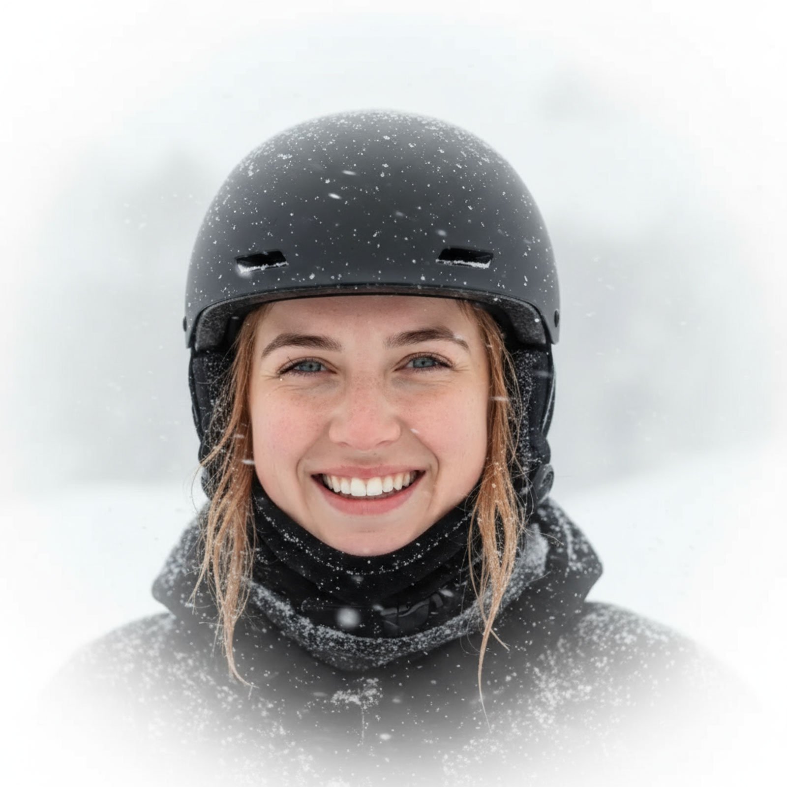 Snowboard girl wearing a helmet.