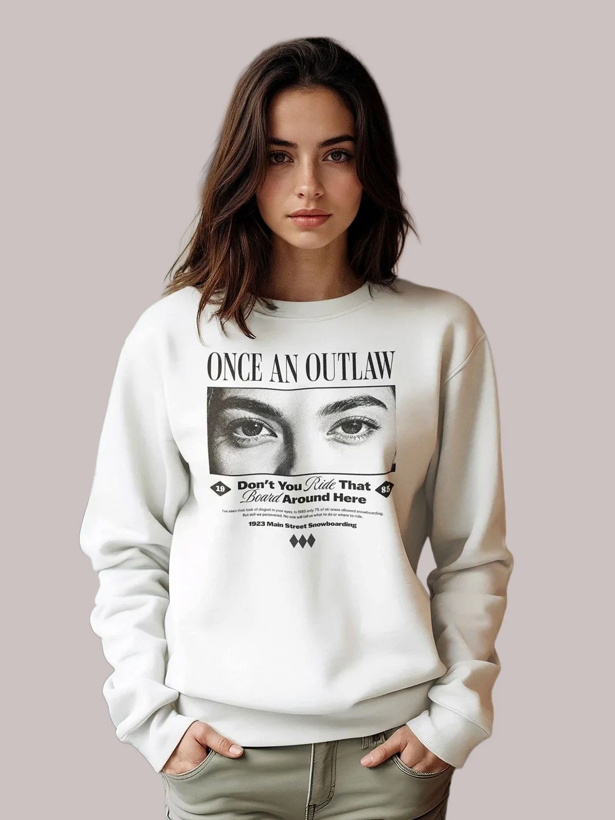 Once an Outlaw women's snowboarding sweatshirt by 1923 Main Street.