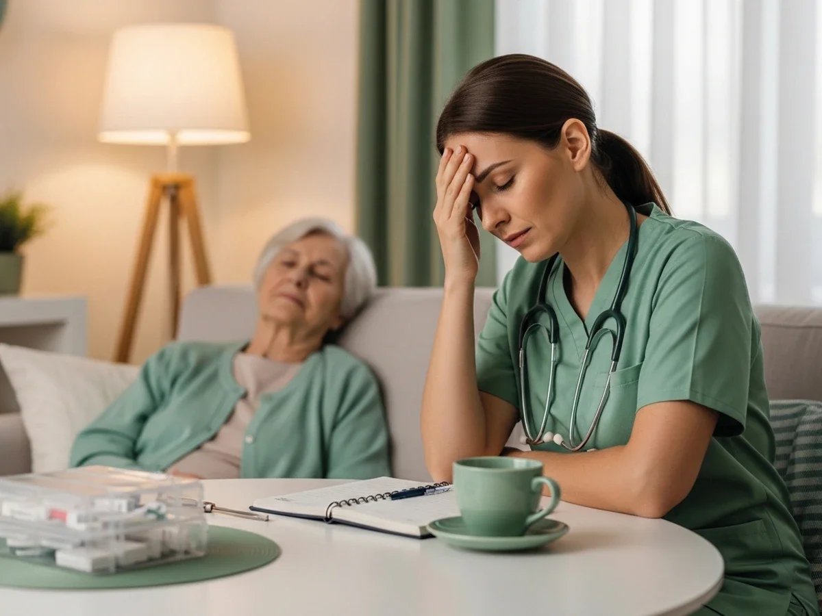 caregiver burnout signs, symptoms, and recovery illustration