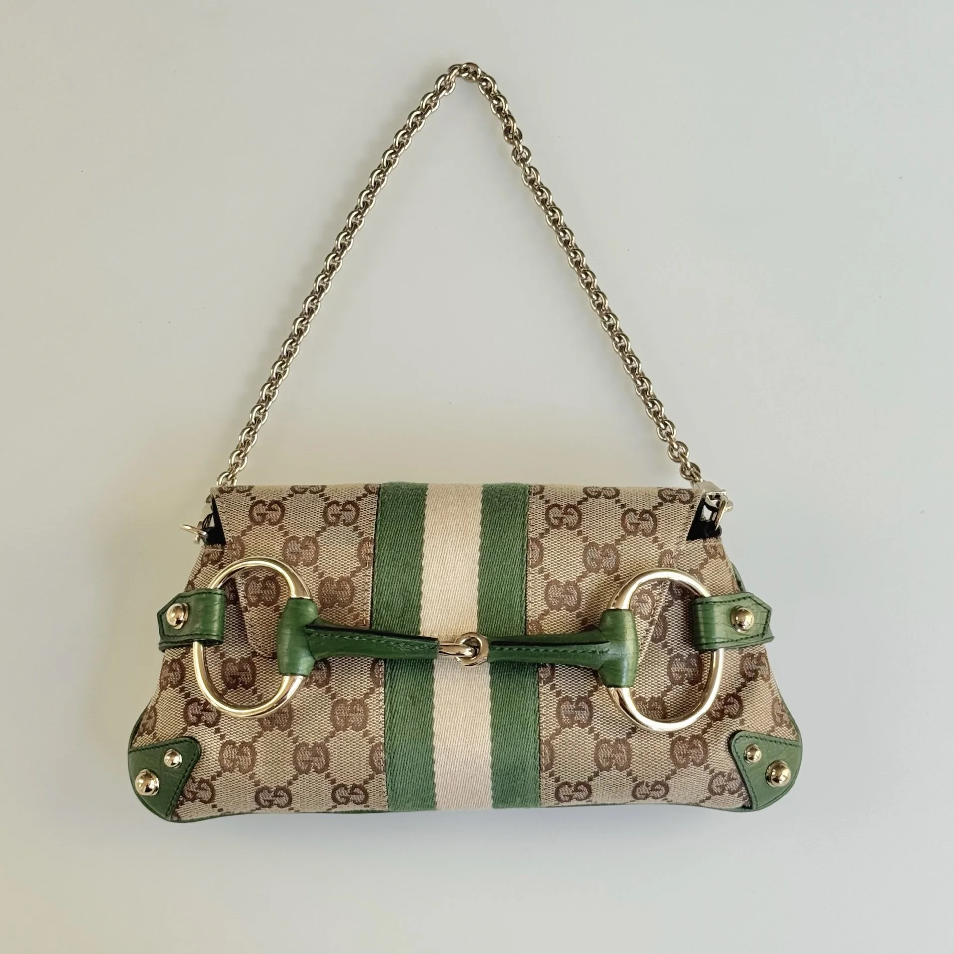 Gucci horsebit chain bag green