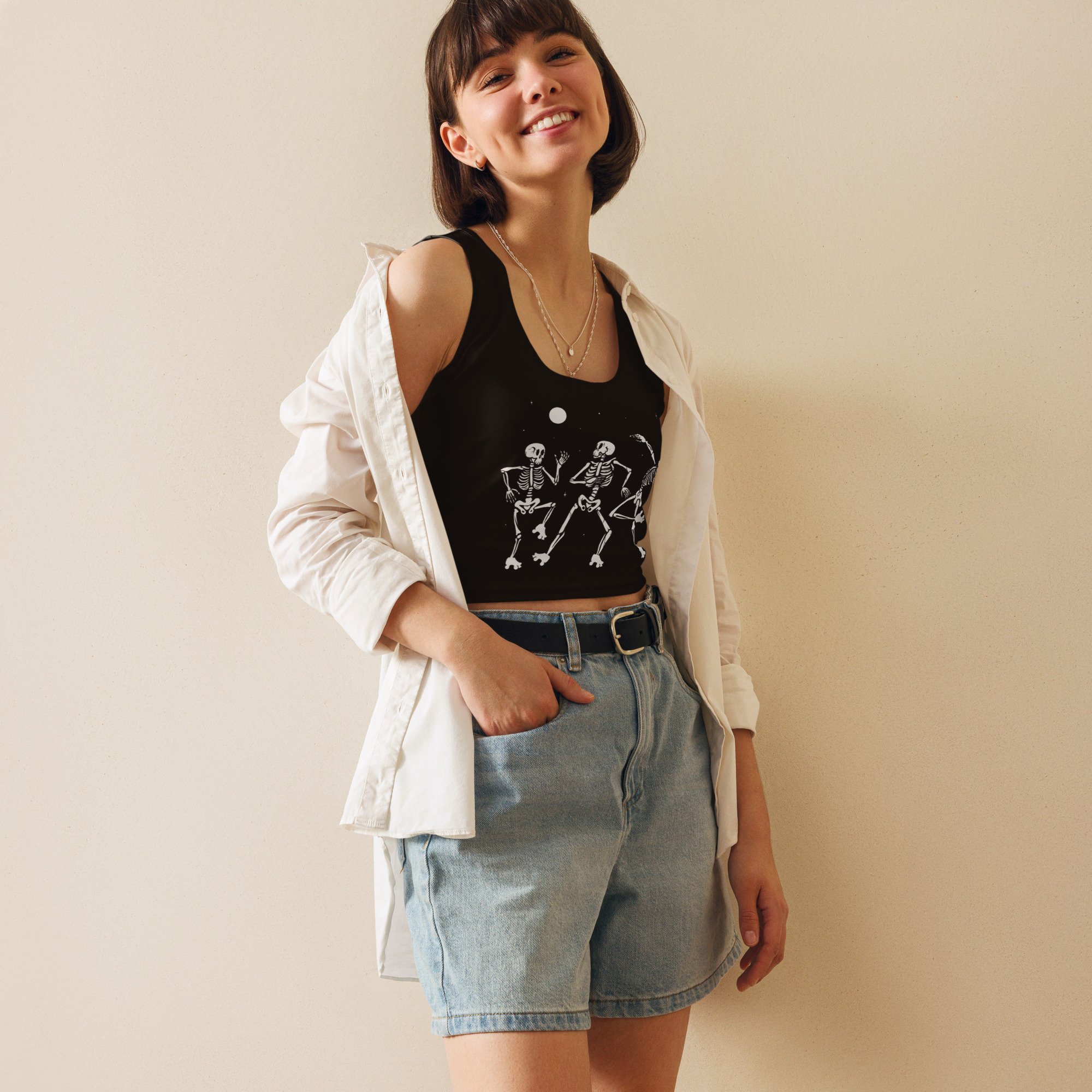 crop-workout-tank-top-dancing-skeleton-roller-skating-scrimmage-jersey-spooky