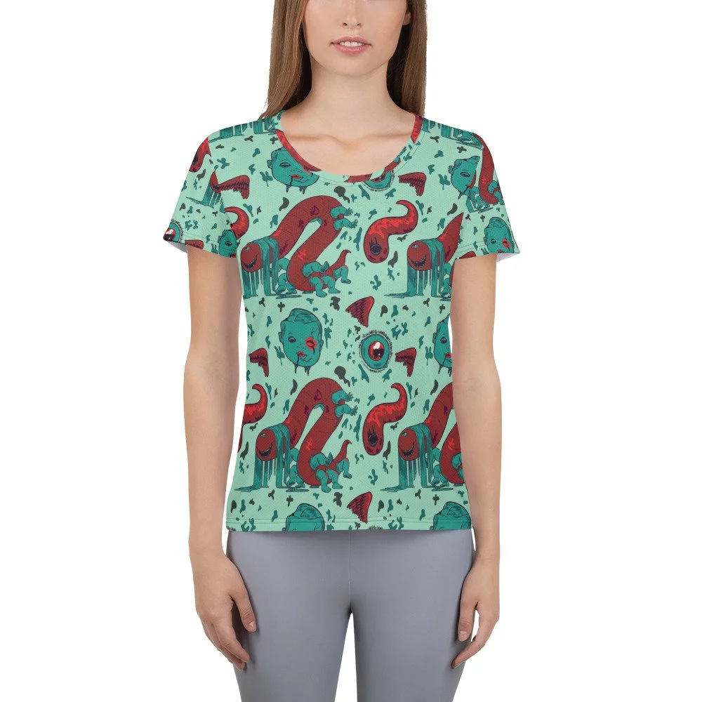 Fitted Athletic T-shirt Horror Worm