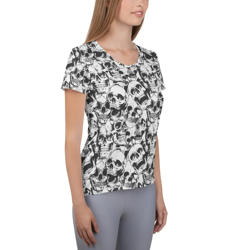 Fitted-athletic-shirt-workout-exercise-activewear-running-skull-goth-punk-skulls-skeleton-black