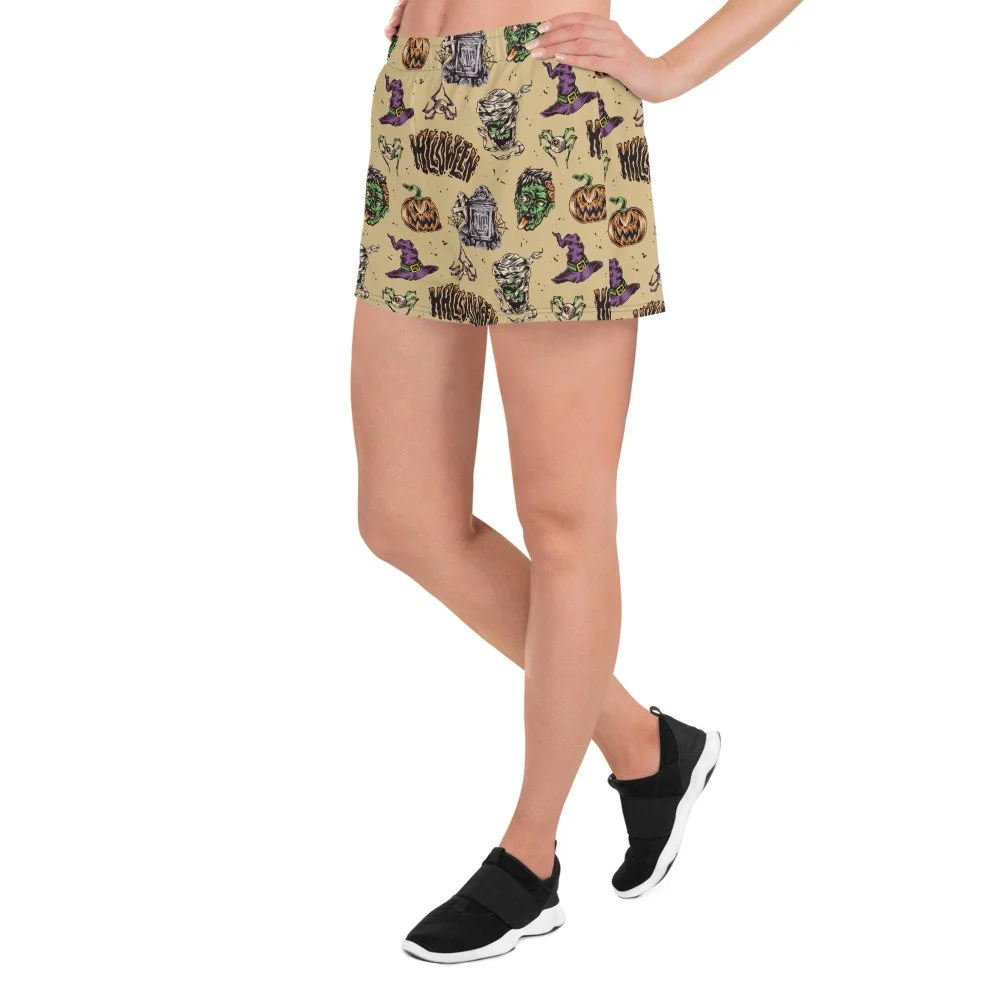 athletic-shorts-workout-exercise-activewear-running-spooky-horror-monster-mummy-zombie-spider-eye