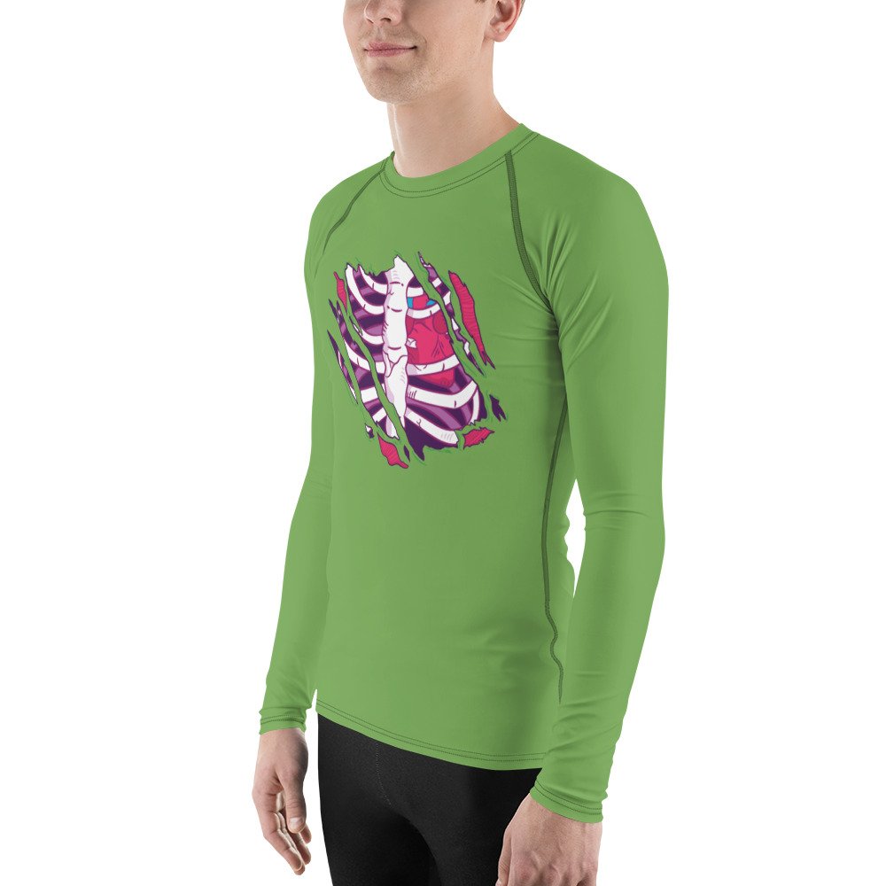 Rash-guard-unisex-sun-protection-surfing-spooky-summer-zombie-slashed-rib-cage-ribcage-halloween