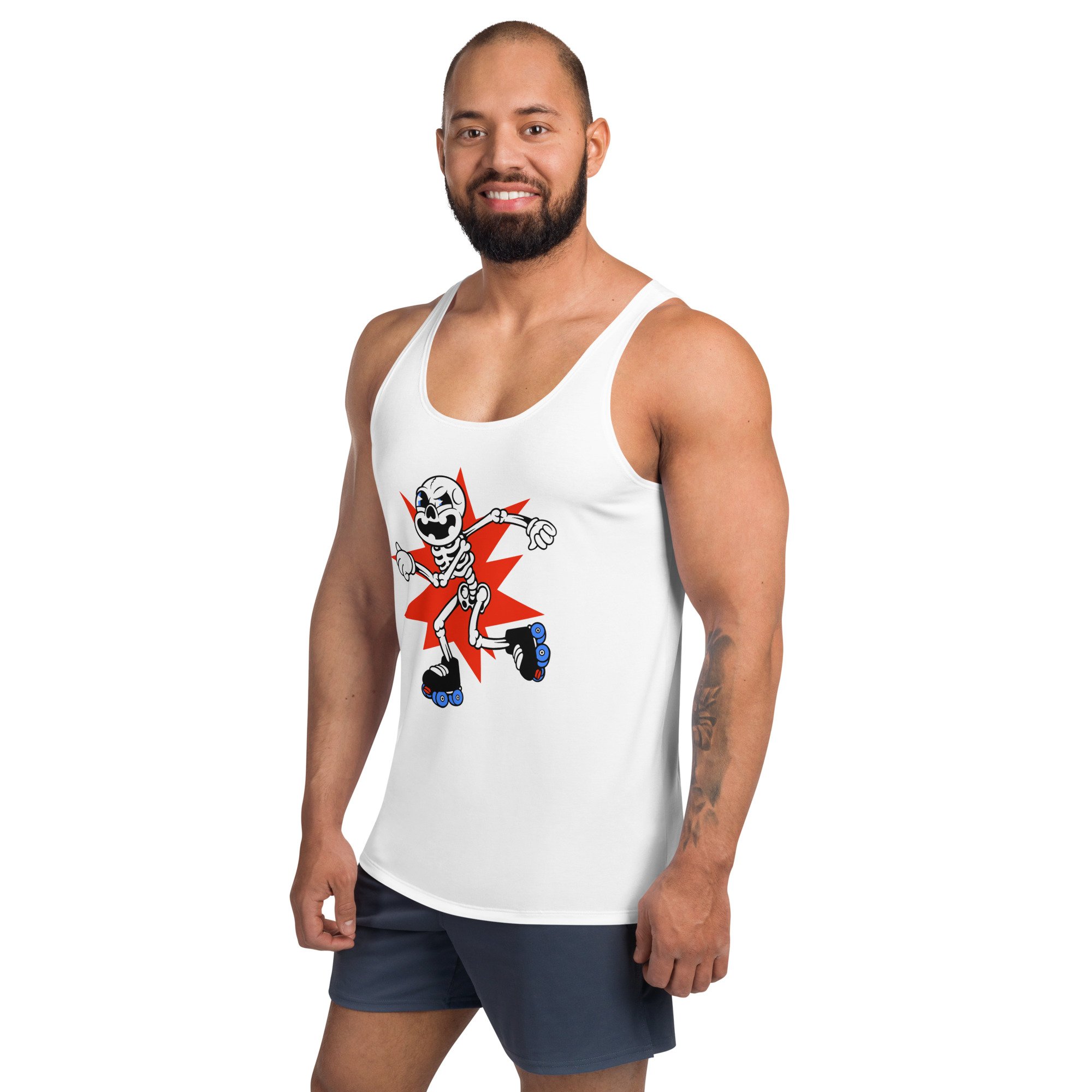 Unisex-tank-top-workout-spooky-halloween-roller-skating-skeleton-skate-derby-costume-party-skull