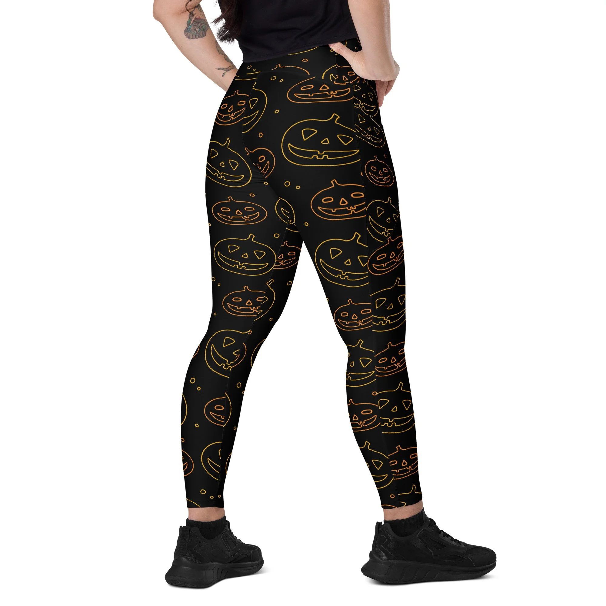 Leggings-yoga-workout-pockets-matching-costume-party-halloween-pumpkin-jack-o-lantern-outline-spooky