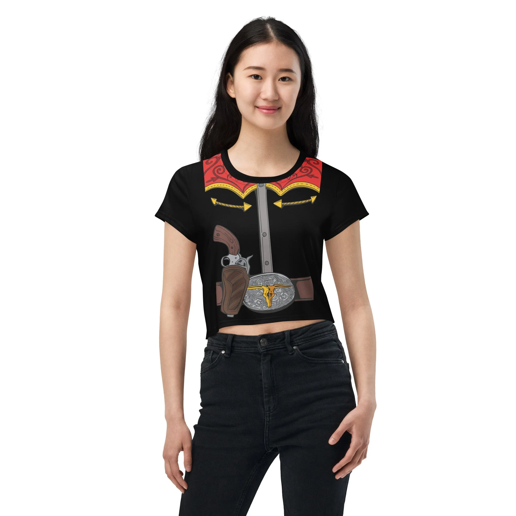 Crop-tee-shirt-activewear-mix-match-halloween-spooky-western-cowboy-party-country-costume-theme