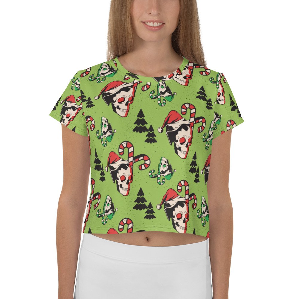 Crop Tee Christmas Skull