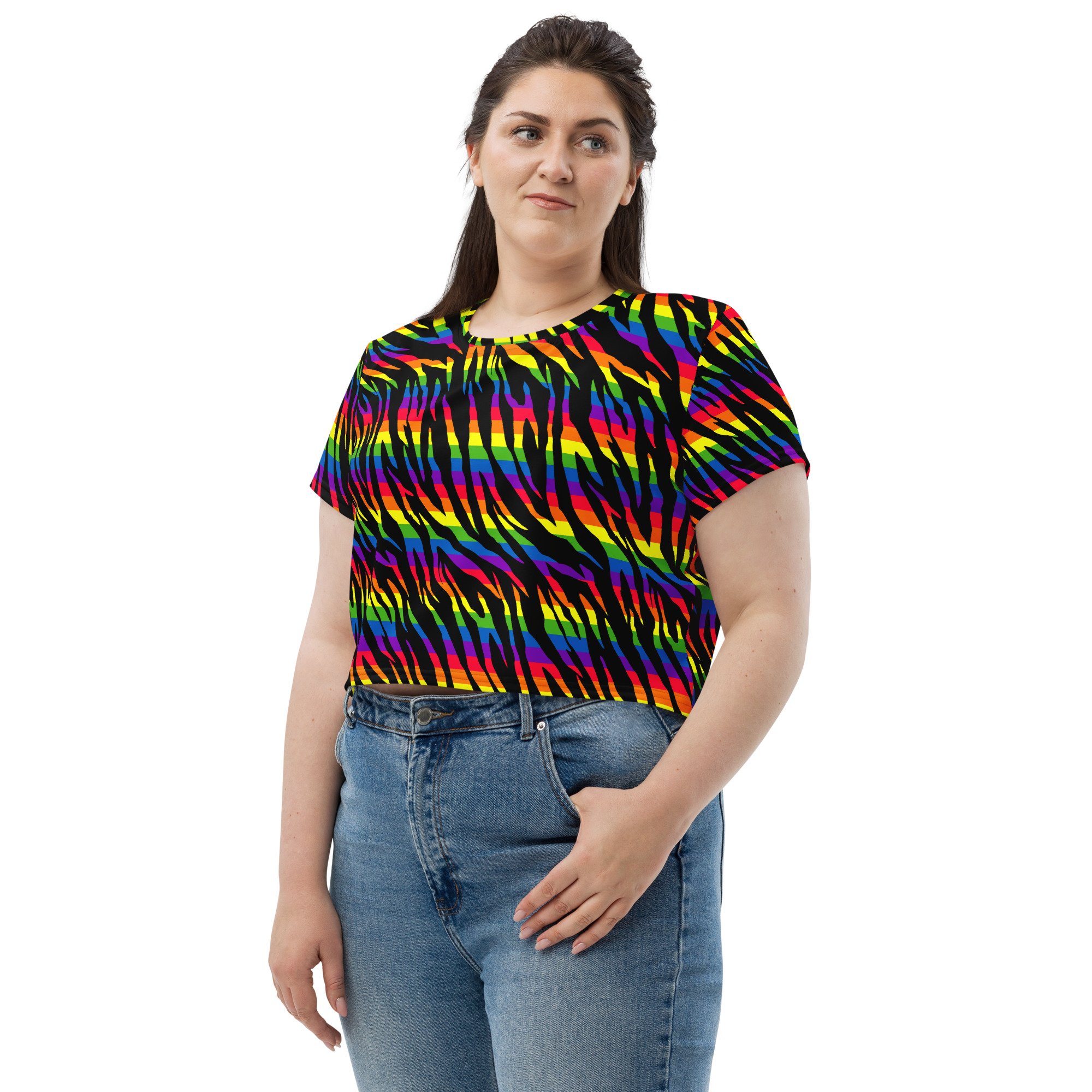 Crop-tee-shirt-activewear-mix-match-rainbow-pride-zebra-stripes-animal-print-lgbtq-gay-lesbian
