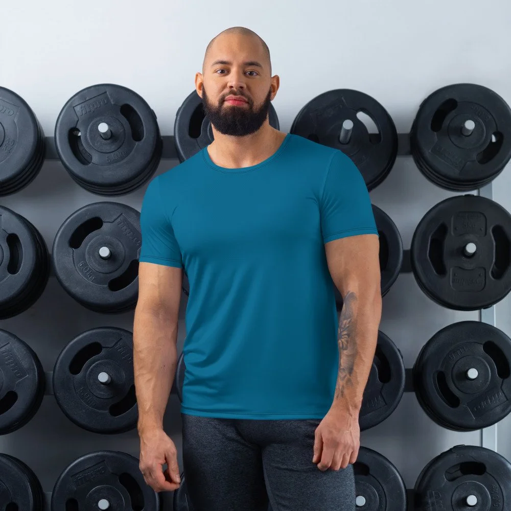 athletic-unisex-workout-gym-shirt-cerulean-blue-costume-party-halloween-wicked-goth-punk-mix-match