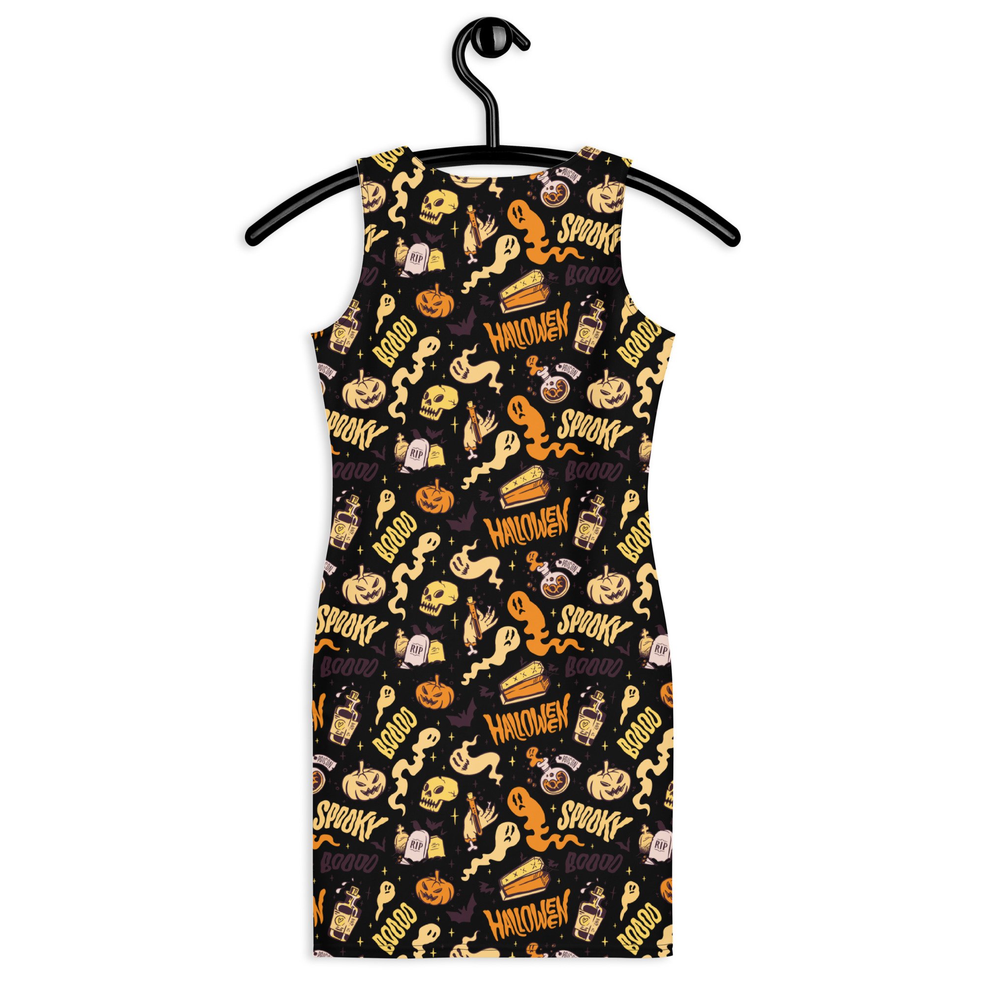 bodycon-dress-party-form-fitting-costume-theme-halloween-ghost-pumpkin-skull-tombstone-boo-spooky