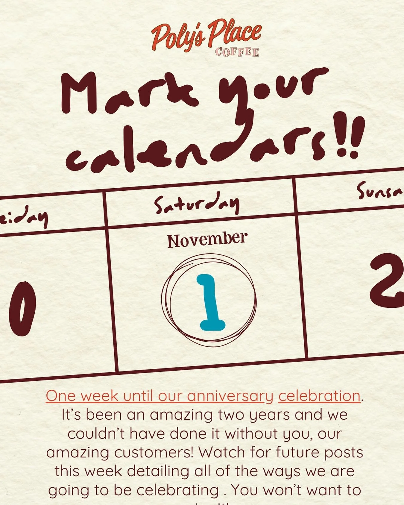 ⭕️ Mark your calendars! One week until our anniversary celebration. It’s been an amazing two years and we couldn’t have done it without you, our amazing customers! Watch for future posts this week detailing all of the ways we are going to
