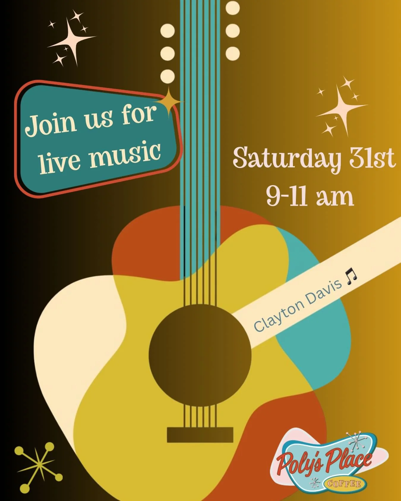 ✨ Join us tomorrow for live music from Clayton Davis 🎶  9-11 am ✨ ☕️