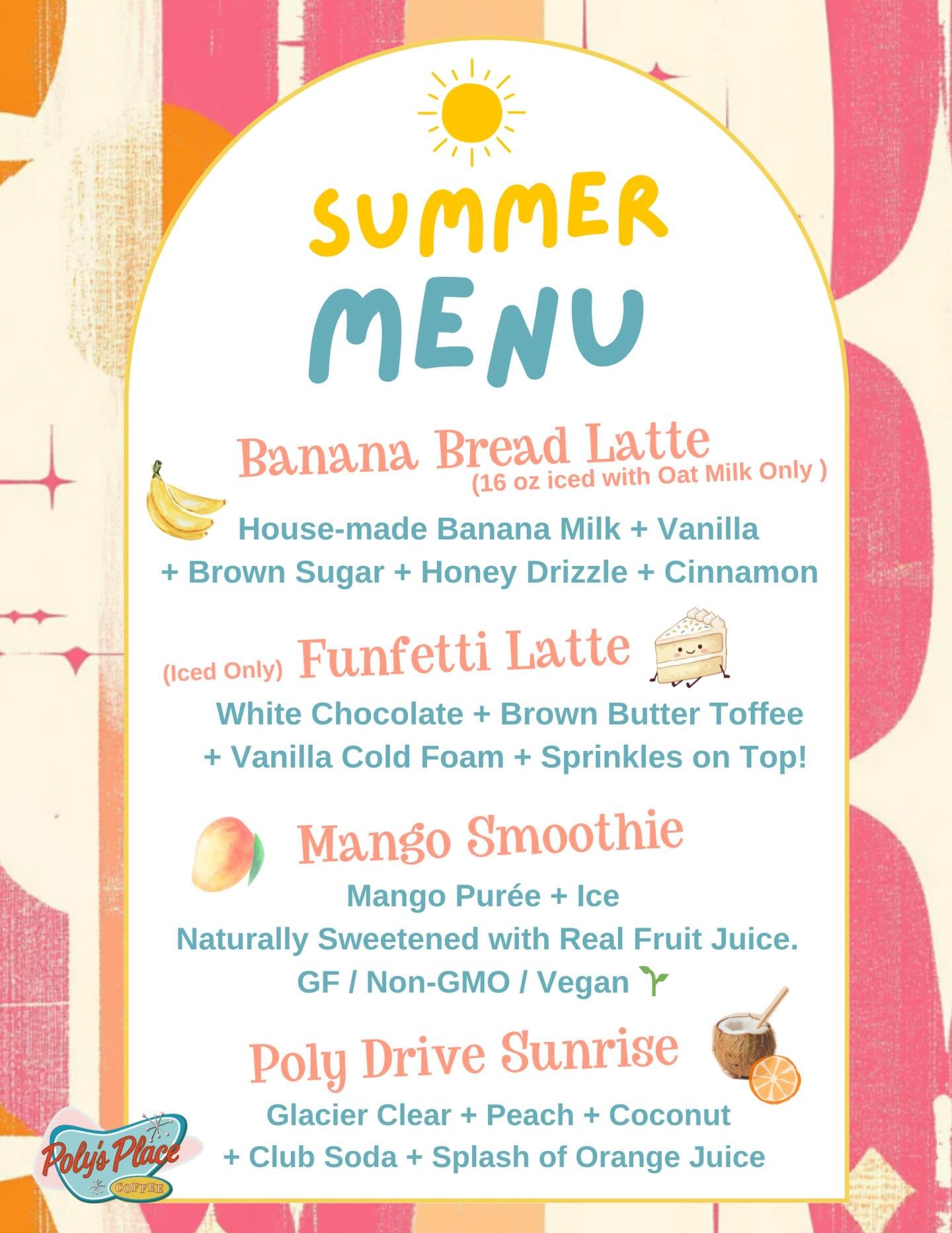 Summer Specials are here 🌞☀️🧡 

Stop by and have a summer fun drink 🥤