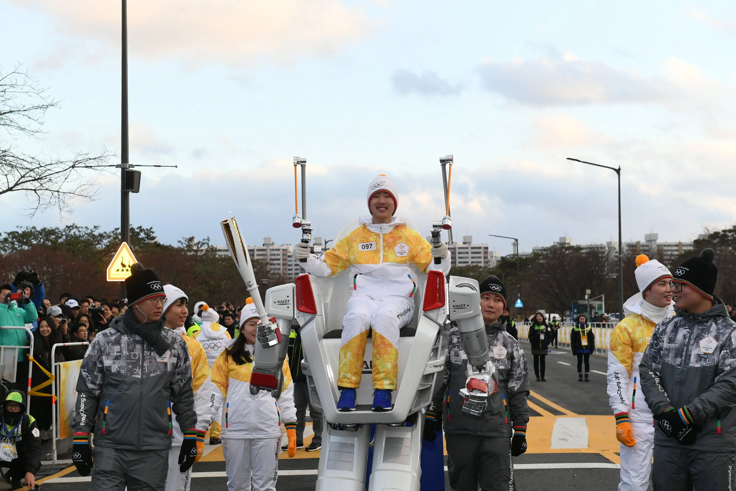 Robot HUBO carries PyeongChang 2018 Olympic Flame