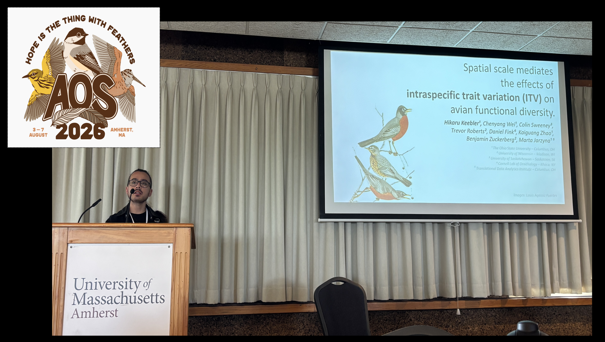 Hikaru represents the lab at the AOS in Amherst, MA
