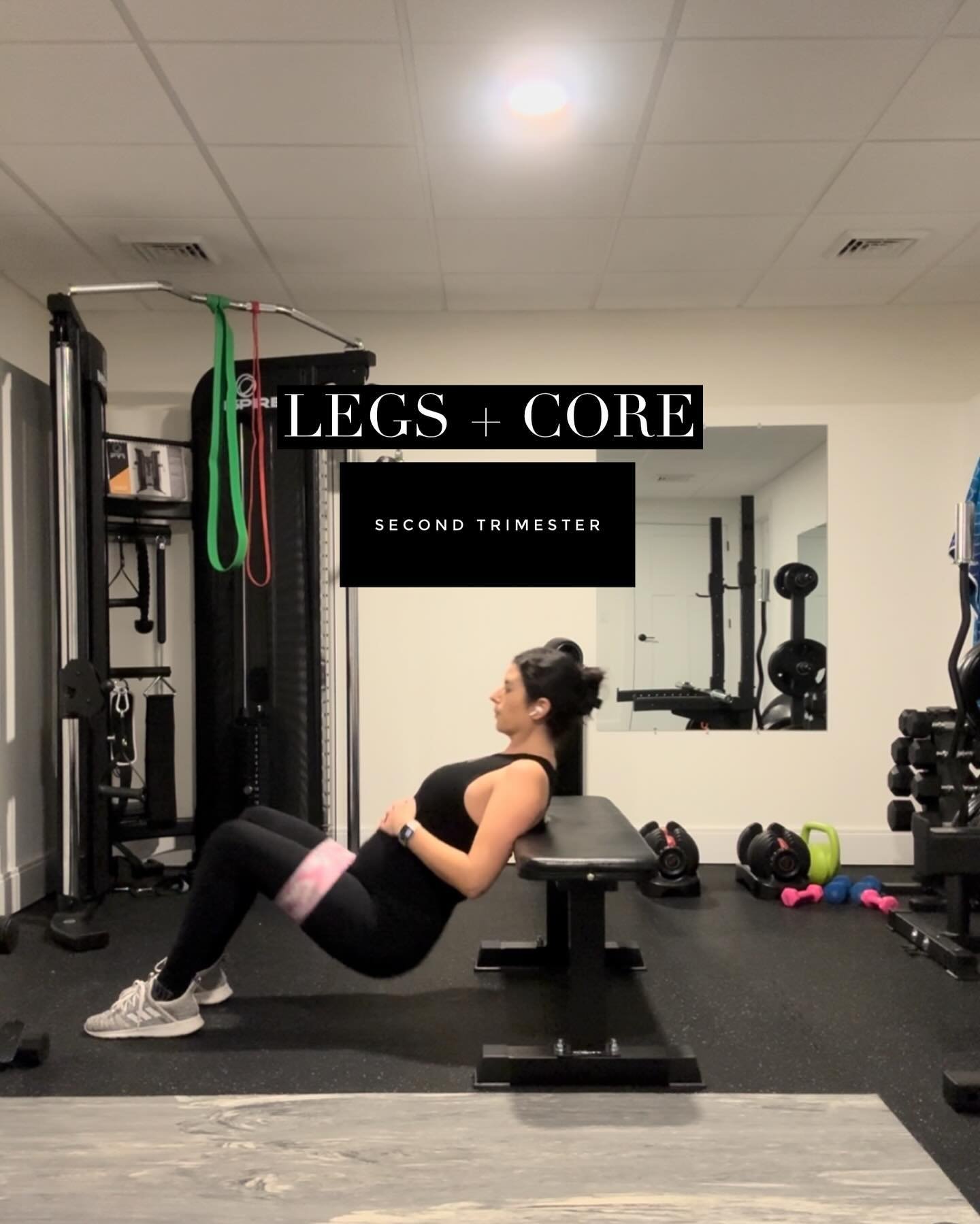 Legs + core!! Second trimester friendly. Currently 6 months pregnant and working out 4-5 days a week is becoming tiresome but mentally it really helps me! Doing what I can while I still can!

Try these exercises 3 sets of each and 8-10 reps. Should t
