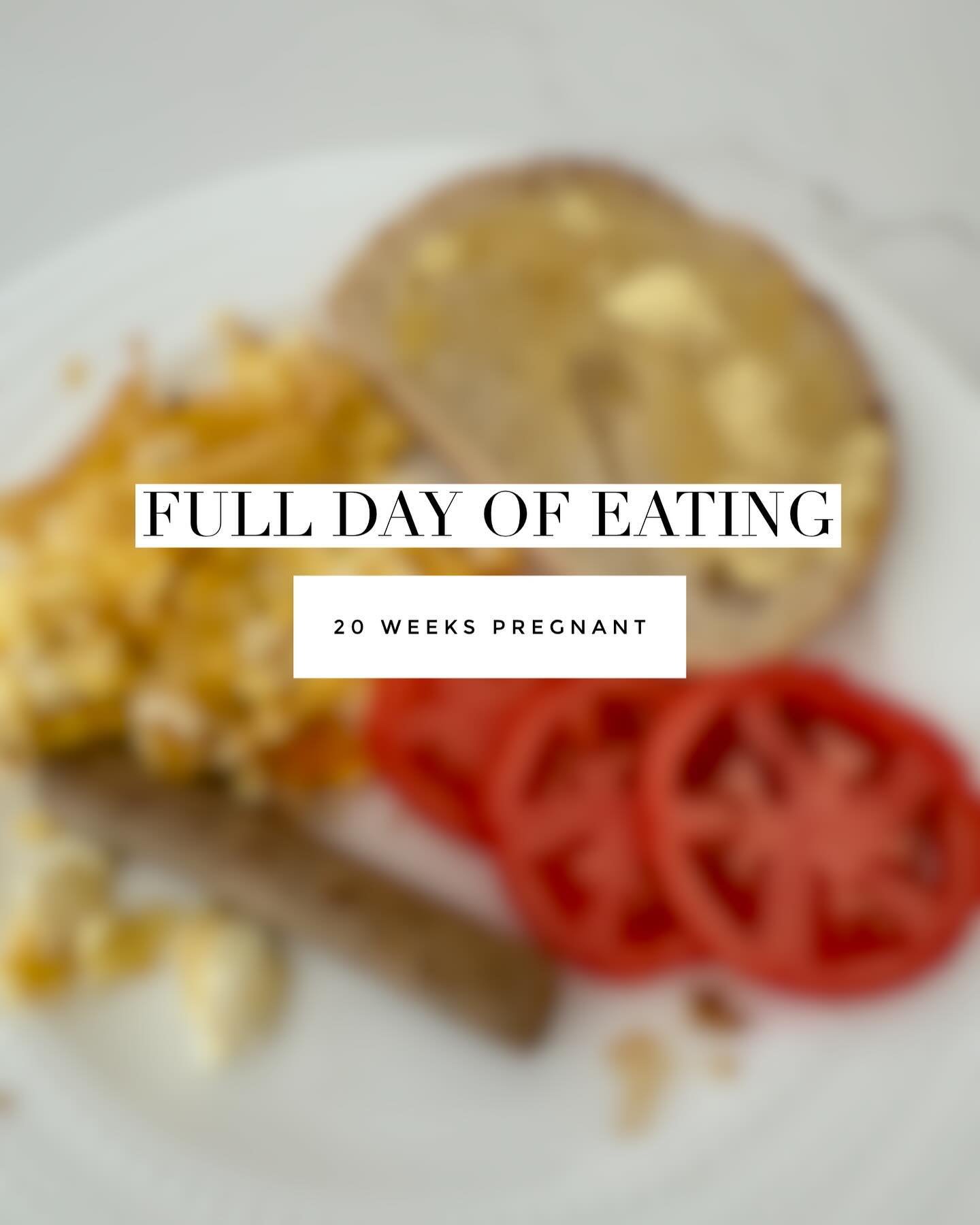 A full day of eating at 20 weeks pregnant. Halfway there and my appetite is still strong AF. I think it&rsquo;s not super practical to expect anyone pregnant or not to fill their day with completely unprocessed foods but having a healthy mix is key!
