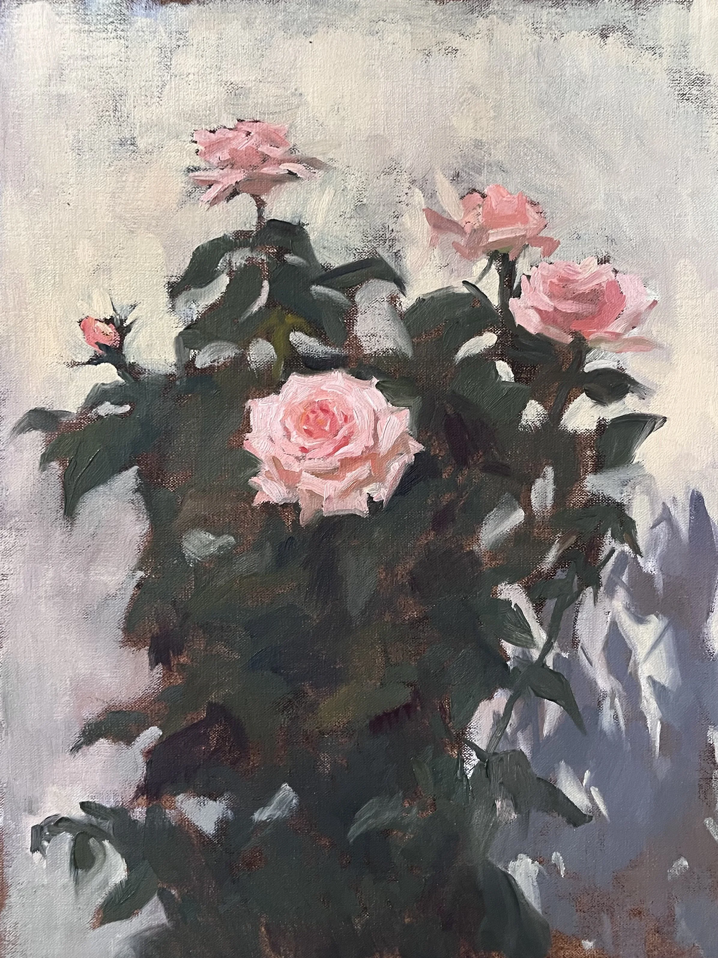 Roses on the Balcony, 65 x 40, Oil on Linen, 2025, Sold