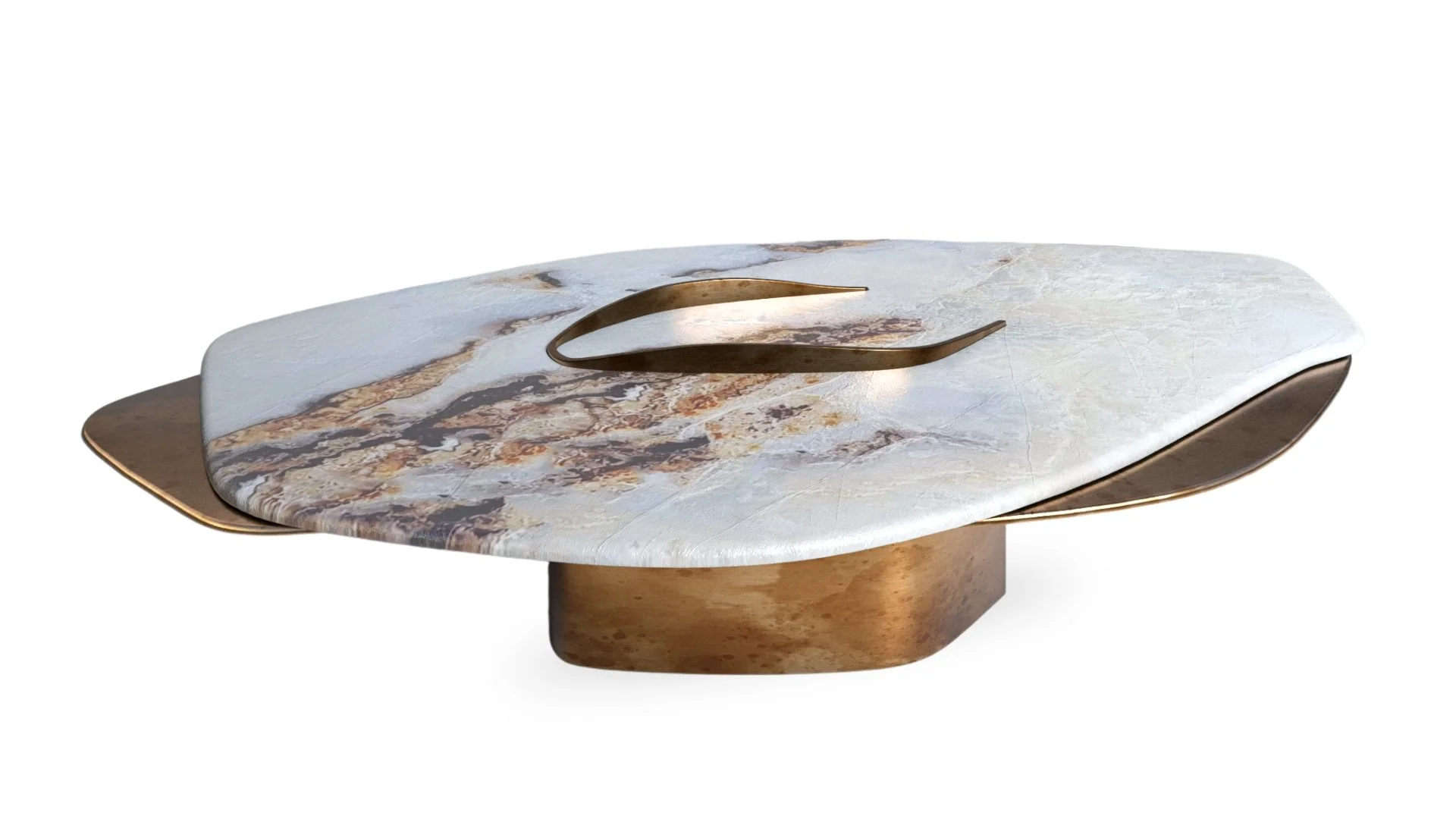 Ffezine X Exclusive Luxury in White Onyx & Brass - Feline X Coffee Table by ...